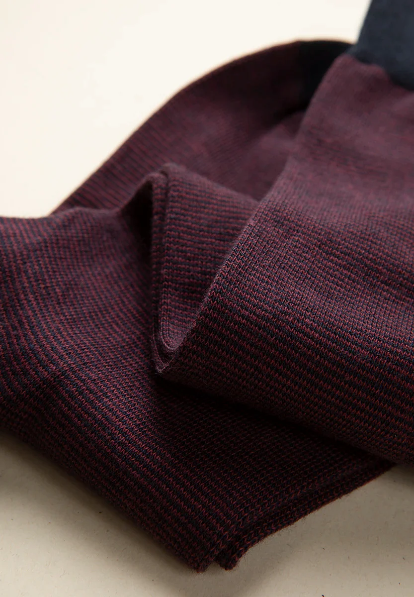 Calza bordeaux millerighe cotone stretch - Image 3
