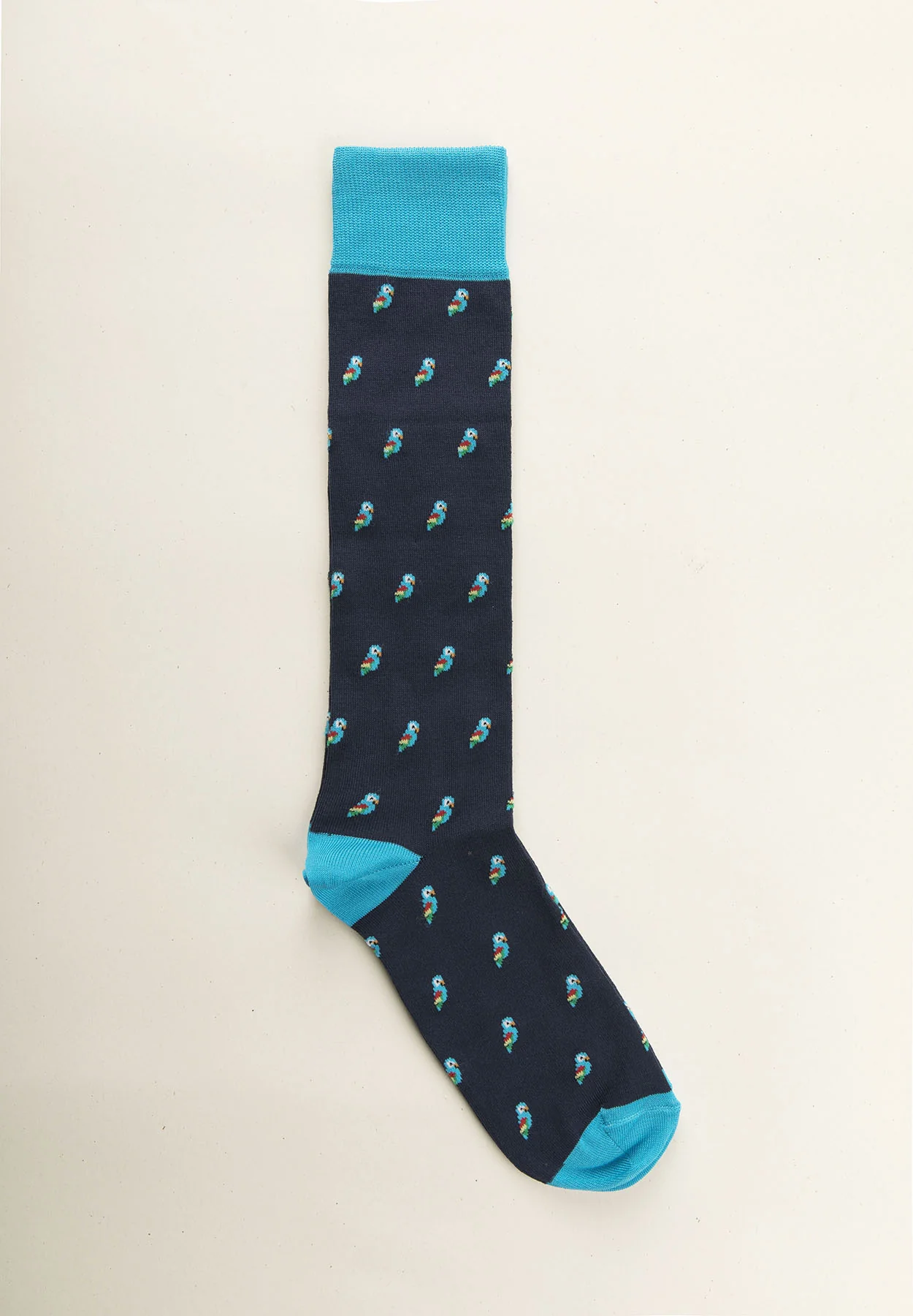 Calza blu navy fantasia pappagalli cotone stretch