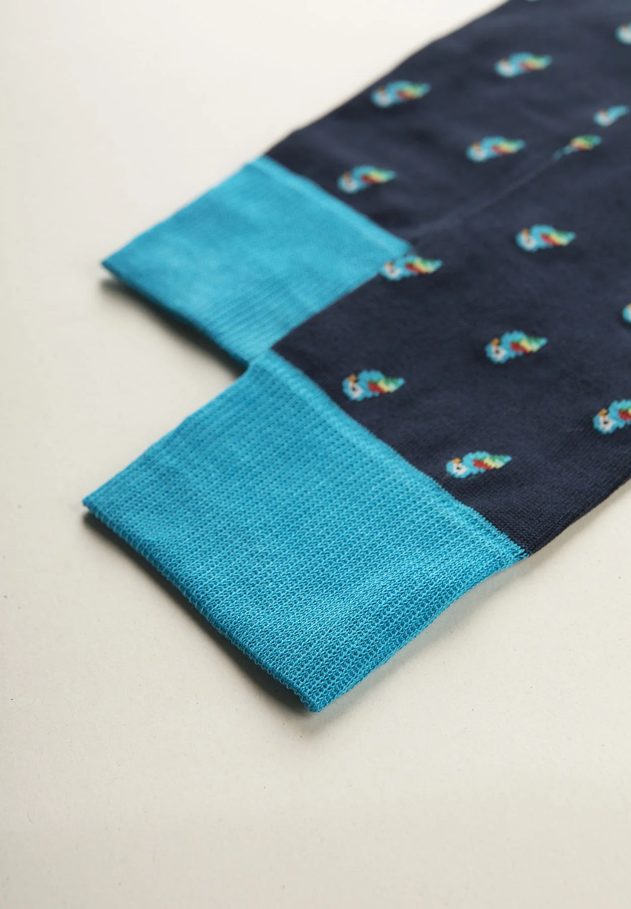Calza blu navy fantasia pappagalli cotone stretch - Image 3