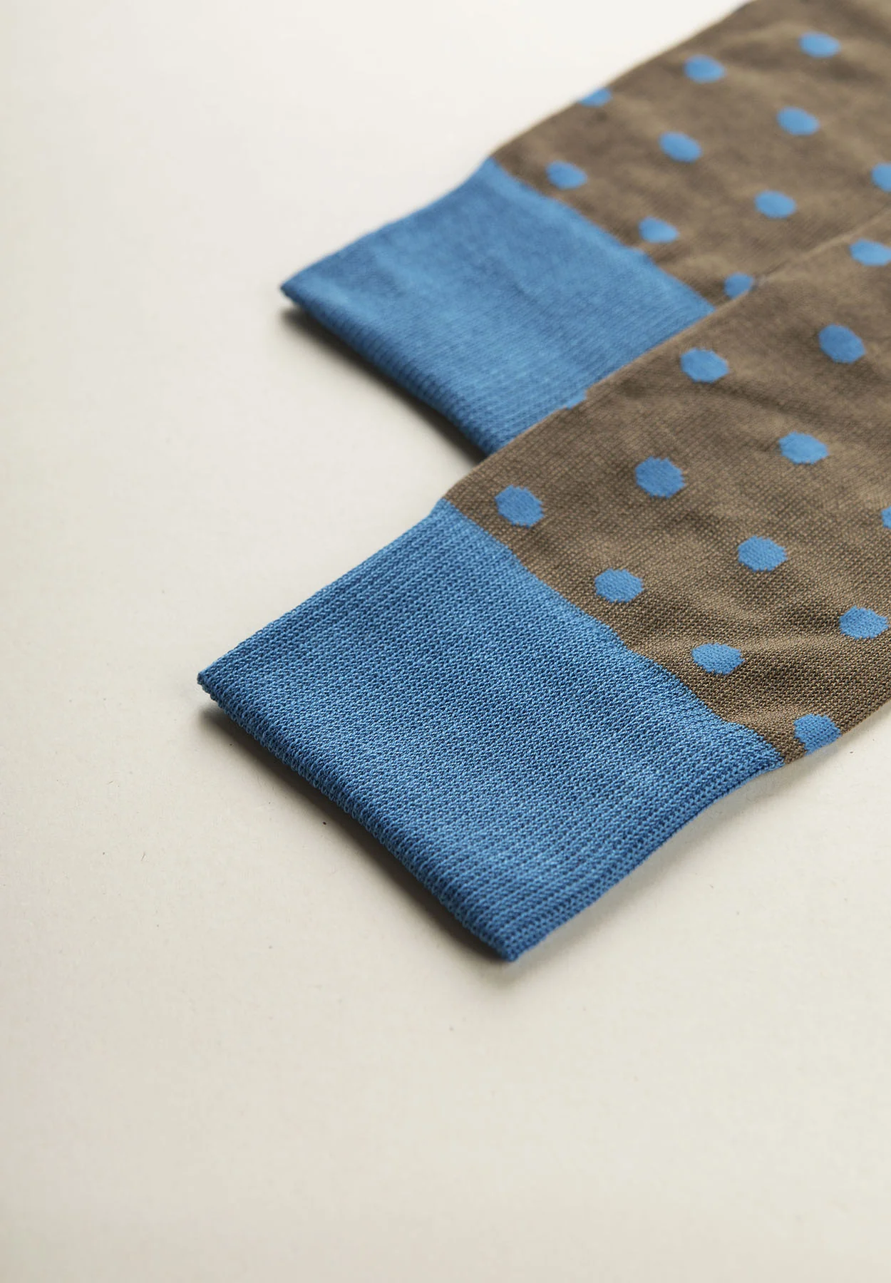 Calza marrone pois bluette cotone stretch - Image 3