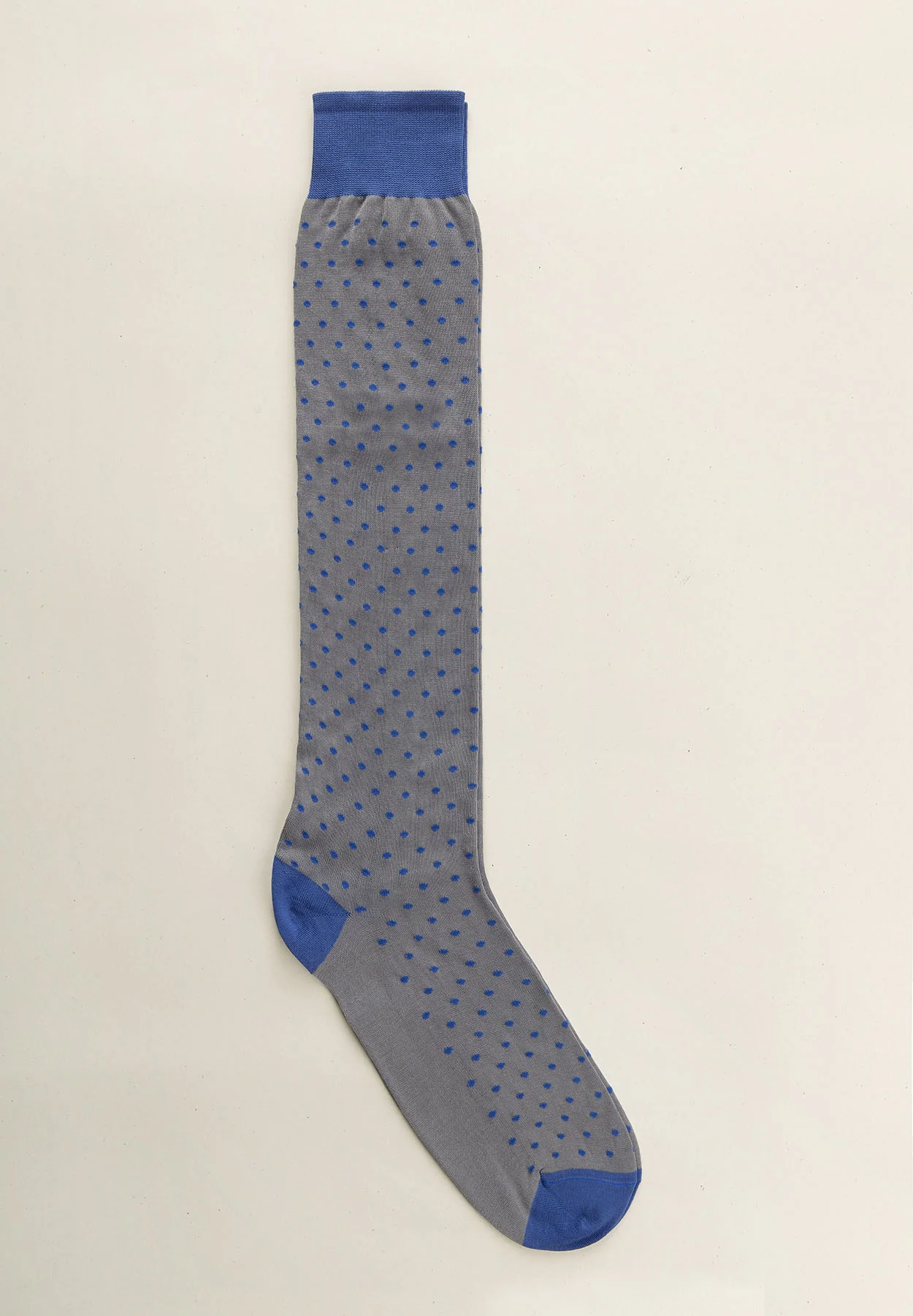 Calza grigio chiaro fantasia pois bluette filo di Scozia