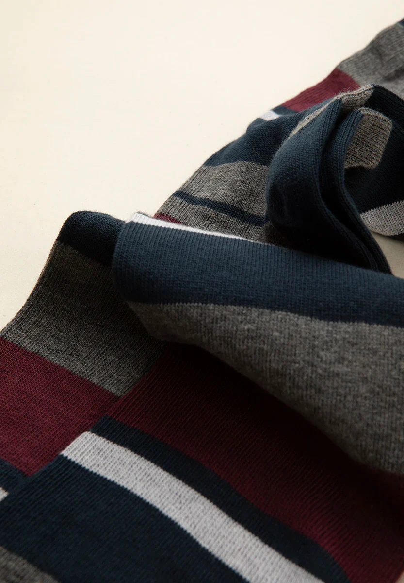 Calza blu bordeaux rigata cotone stretch - Image 3