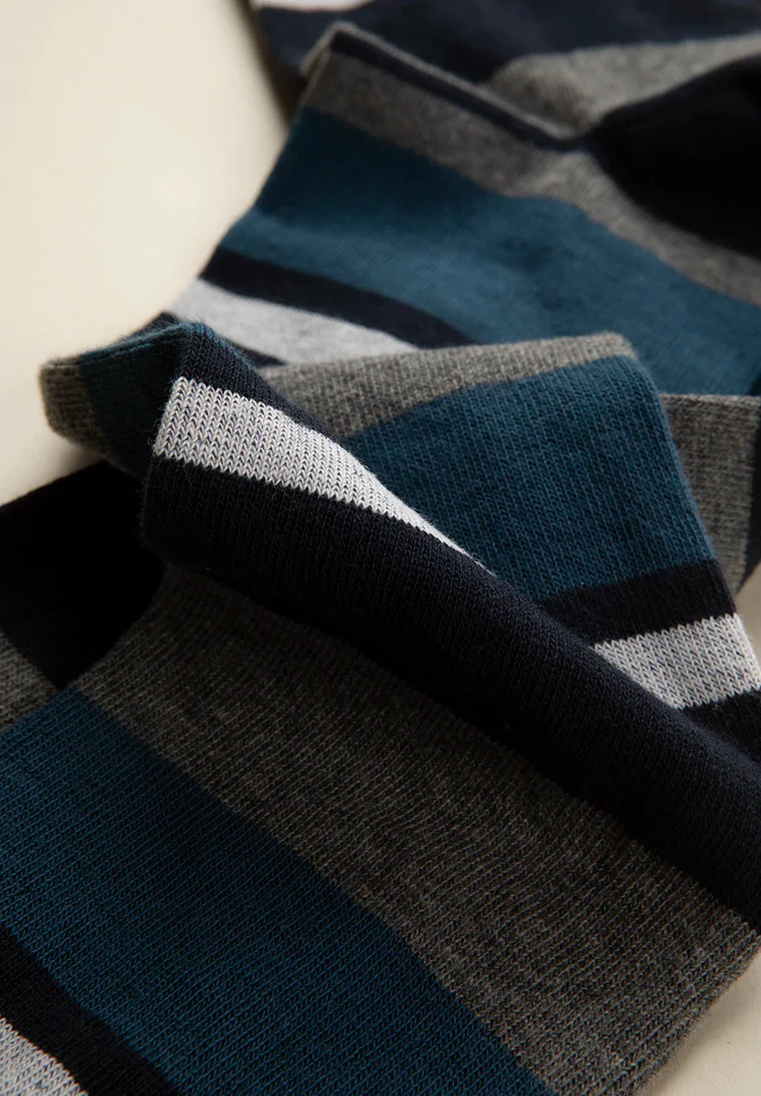 Calza blu grigio rigata cotone stretch - Image 3