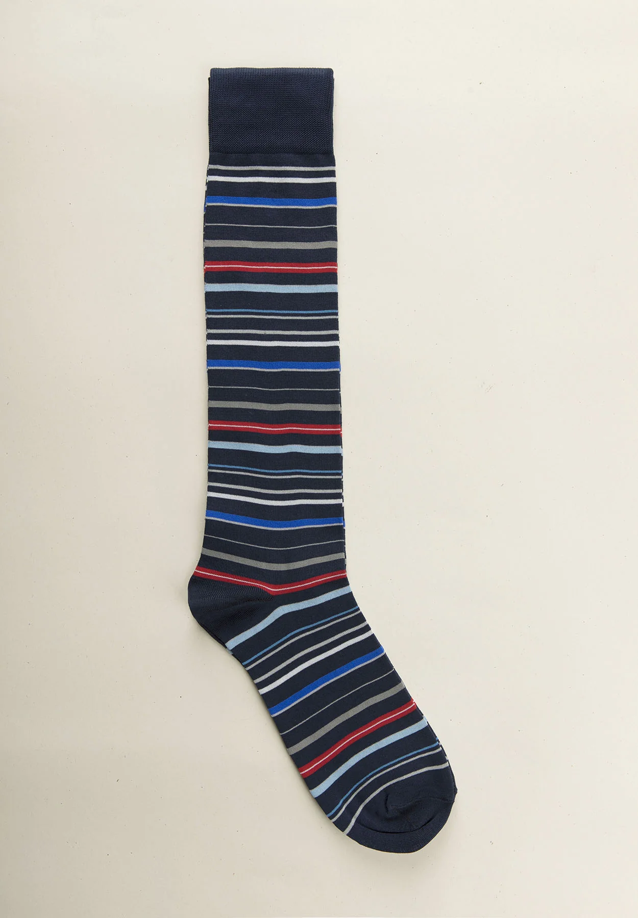 Calza blu navy righe colorate cotone stretch