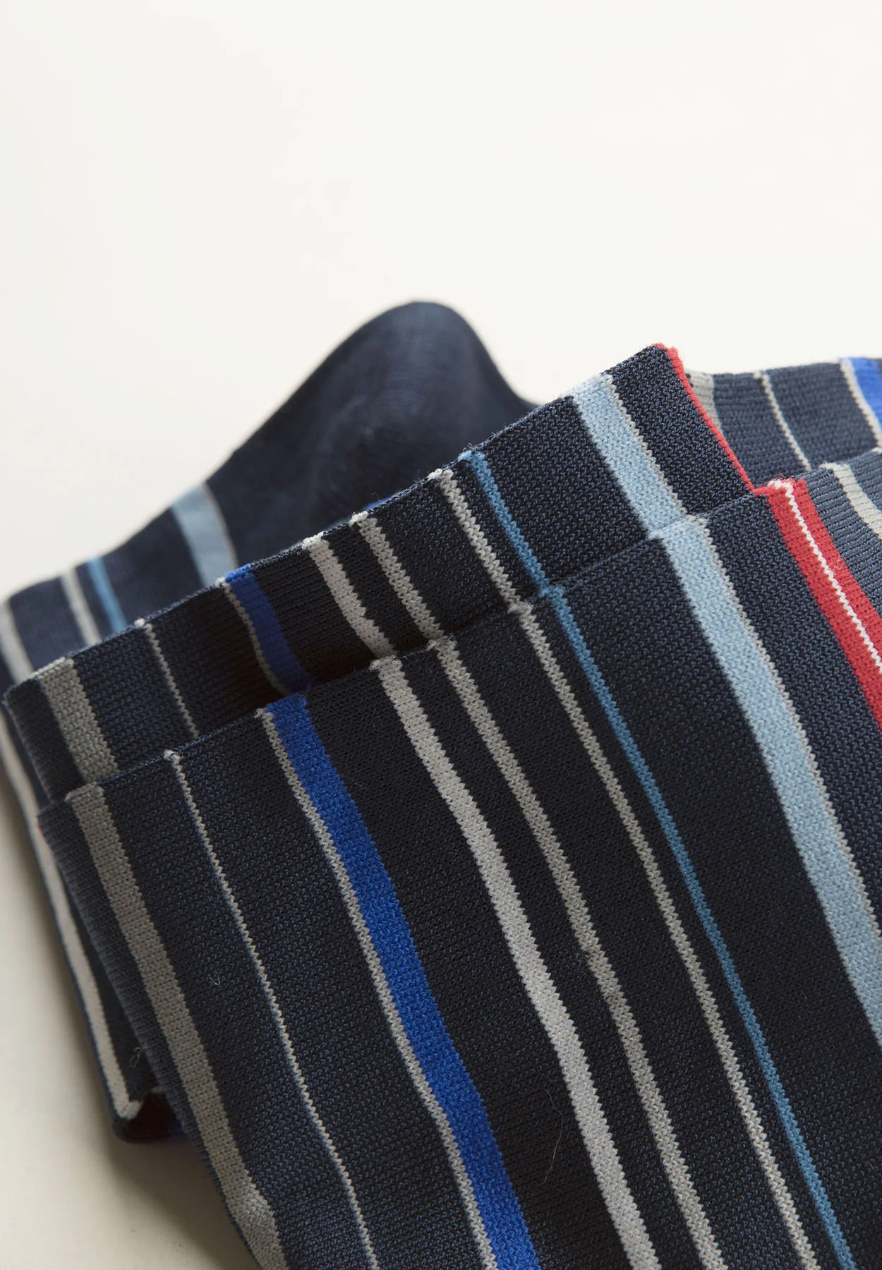 Calza blu navy righe colorate cotone stretch - Image 2