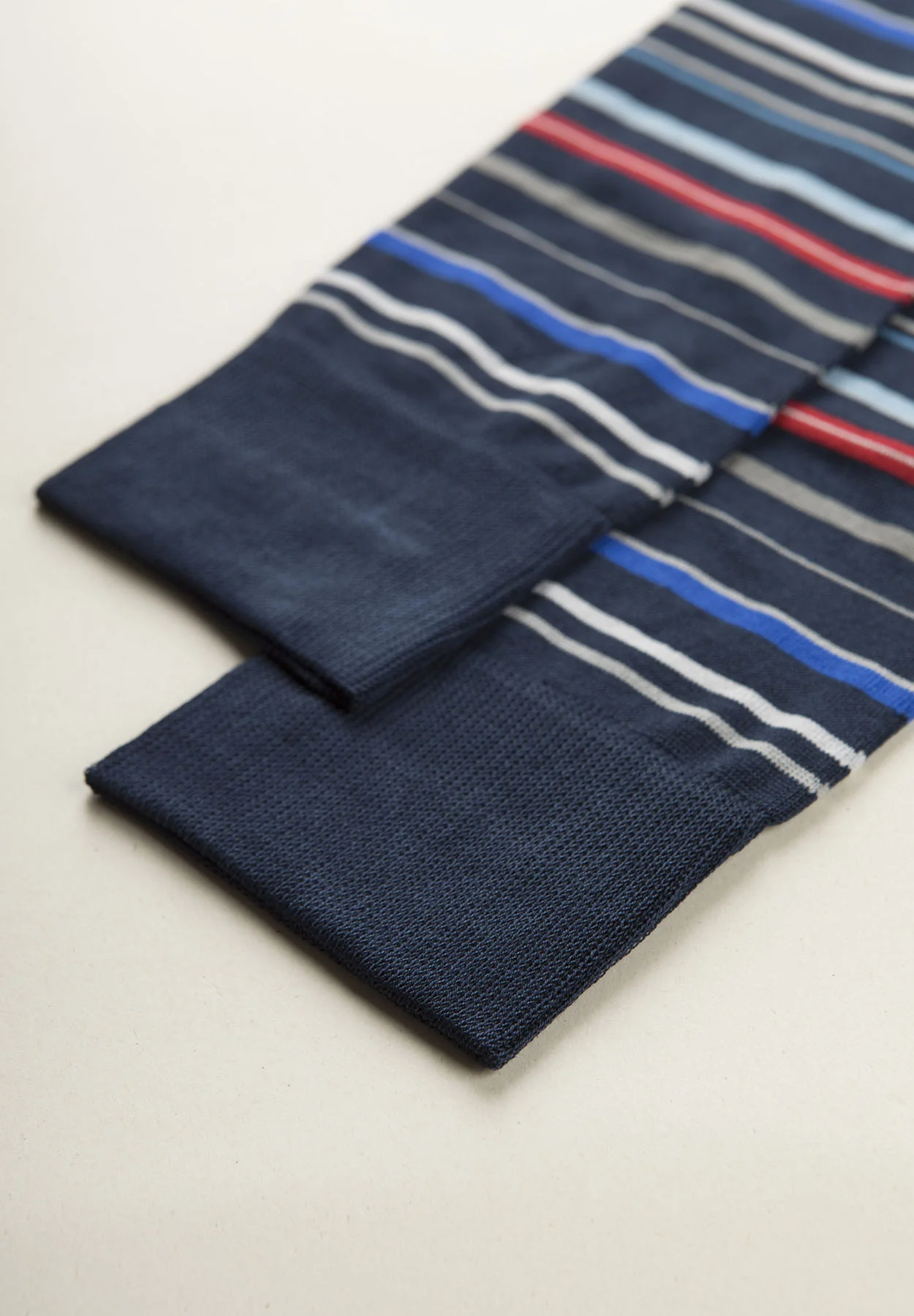 Calza blu navy righe colorate cotone stretch - Image 3