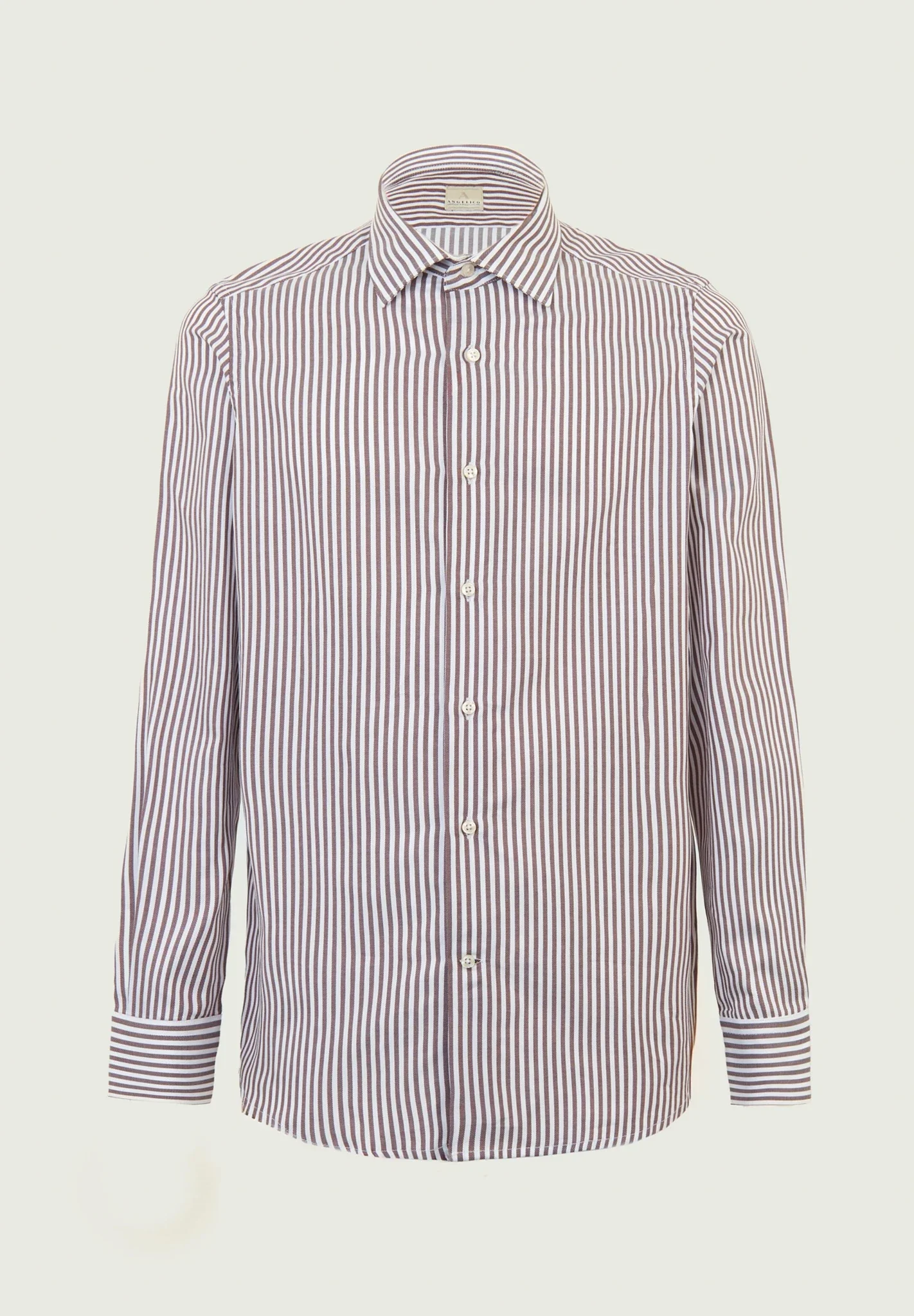 Camicia rigata moro bianca cotone slim fit