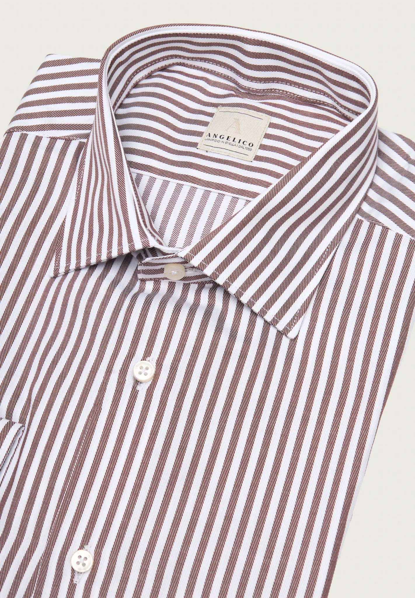 Camicia rigata moro bianca cotone slim fit - Image 2