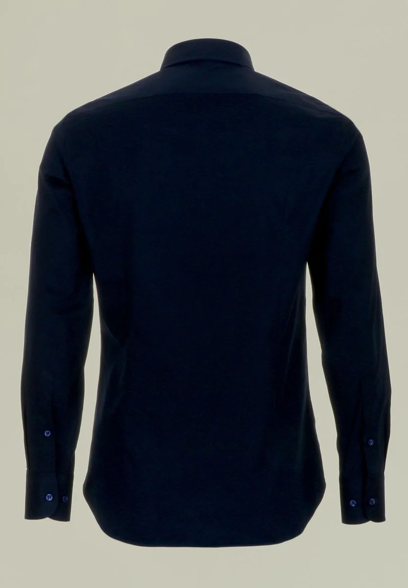 Camicia blu cotone elasticizzato slim fit - Image 3