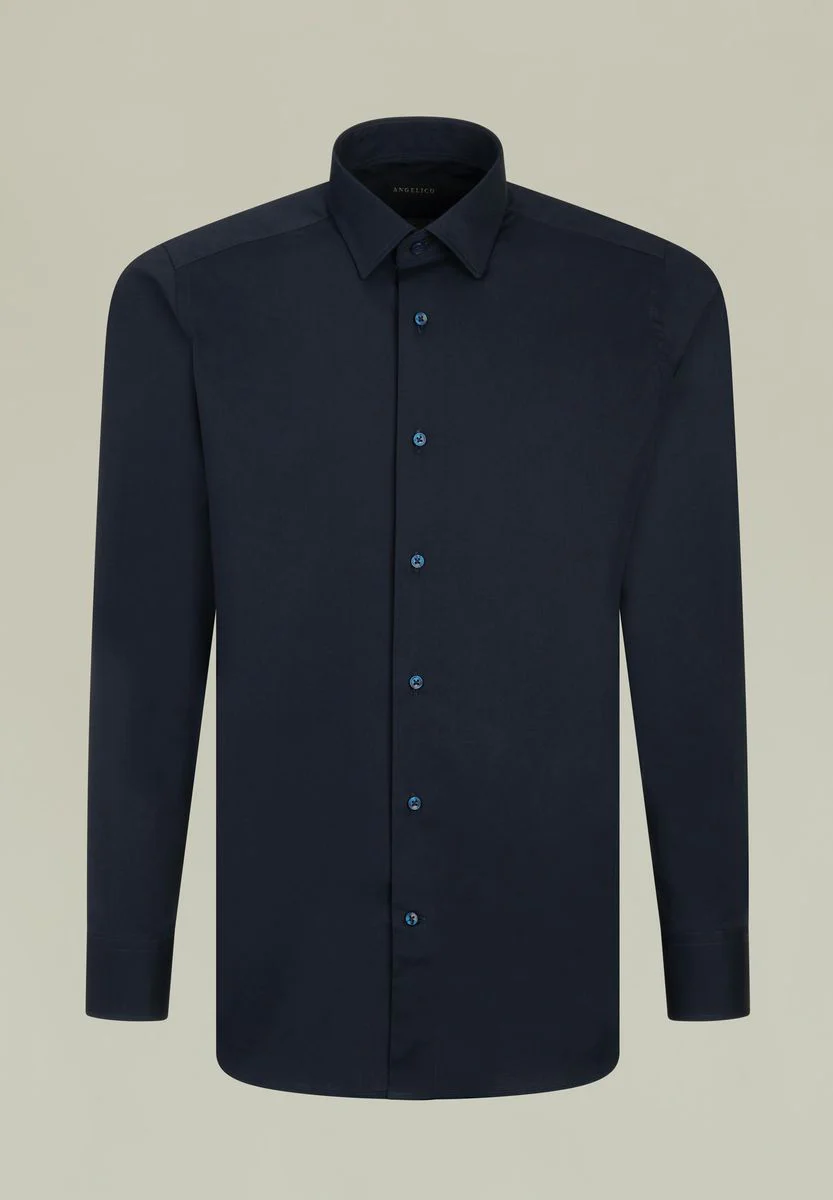 Camicia blu elasticizzata italiano regular fit
