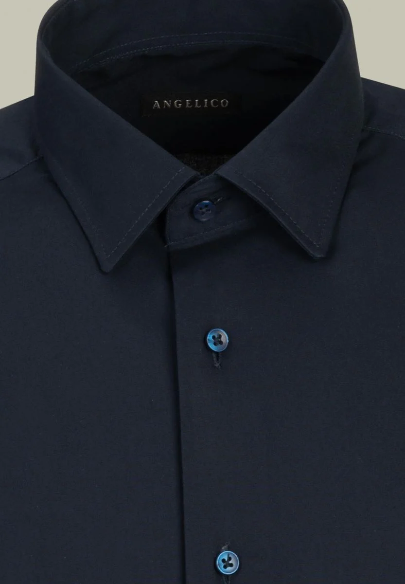 Camicia blu elasticizzata italiano regular fit - Image 2