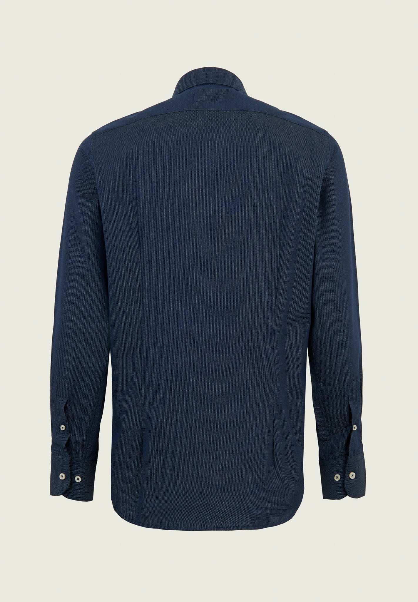 Camicia blu cotone jacquard slim fit - Image 3