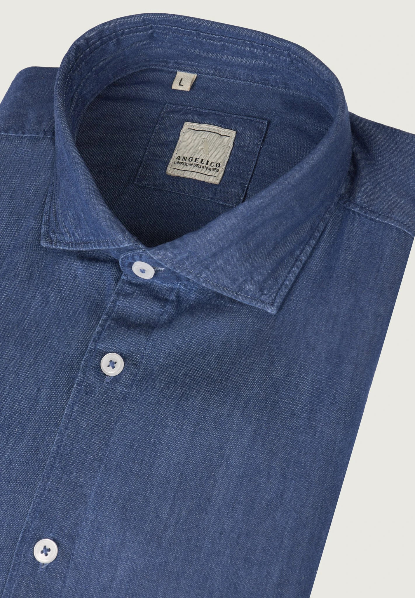 Camicia denim cotone lavaggio medio - Image 5