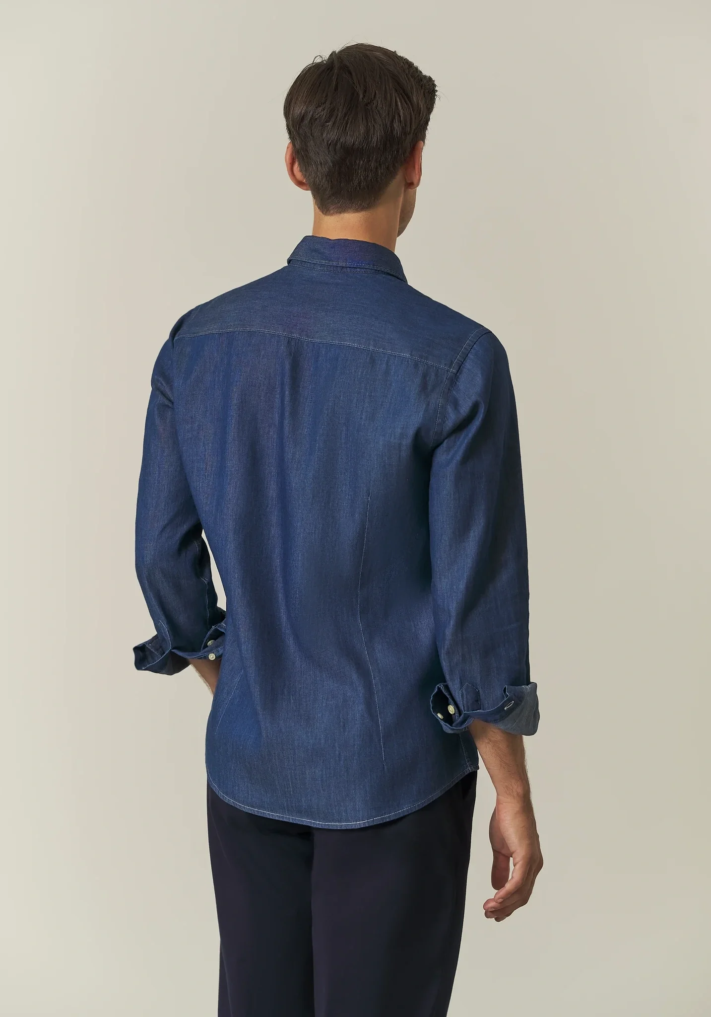 Camicia denim blu slim fit - Image 5