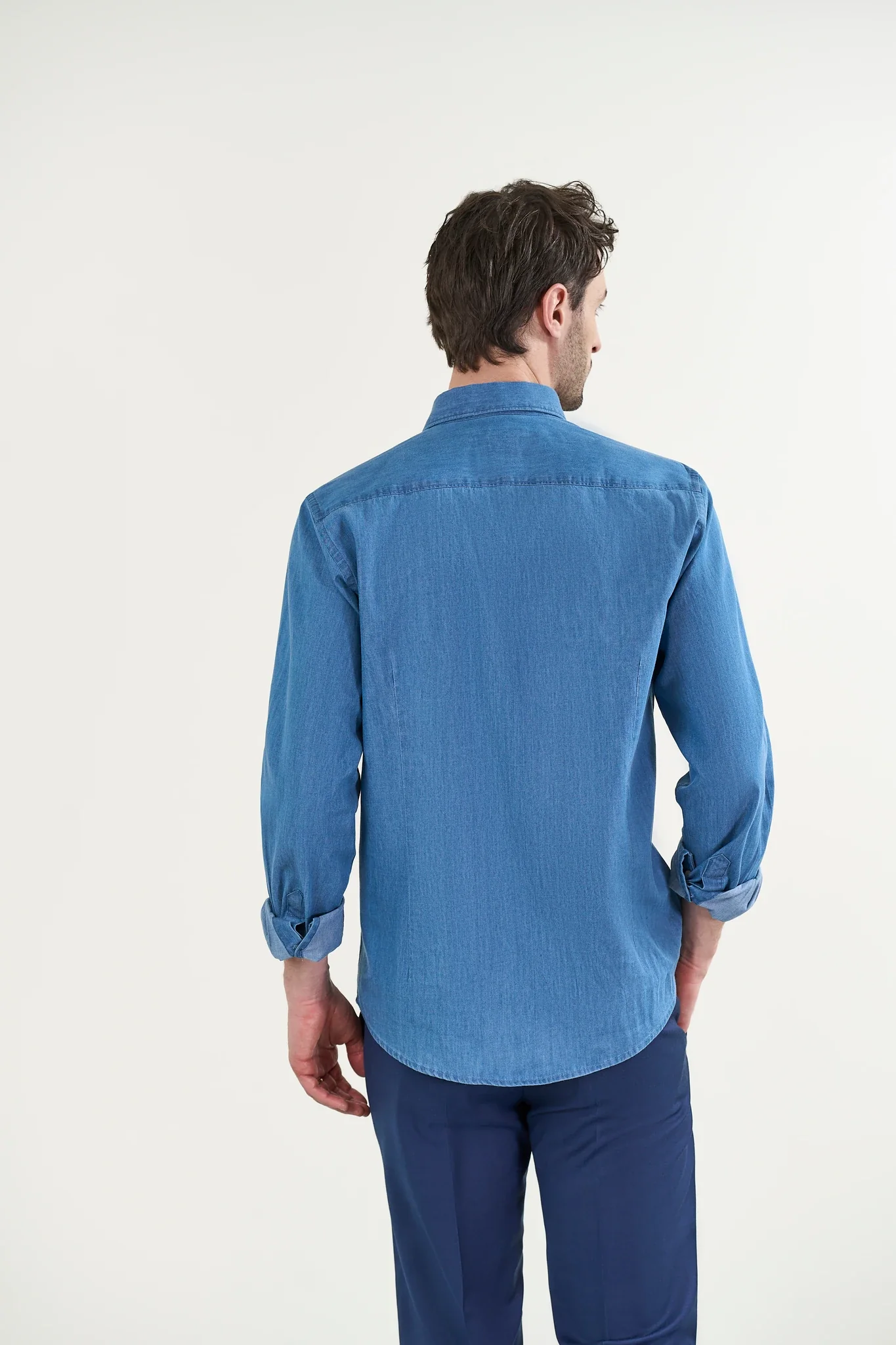 Camicia denim cotone lavaggio chiaro - Image 3