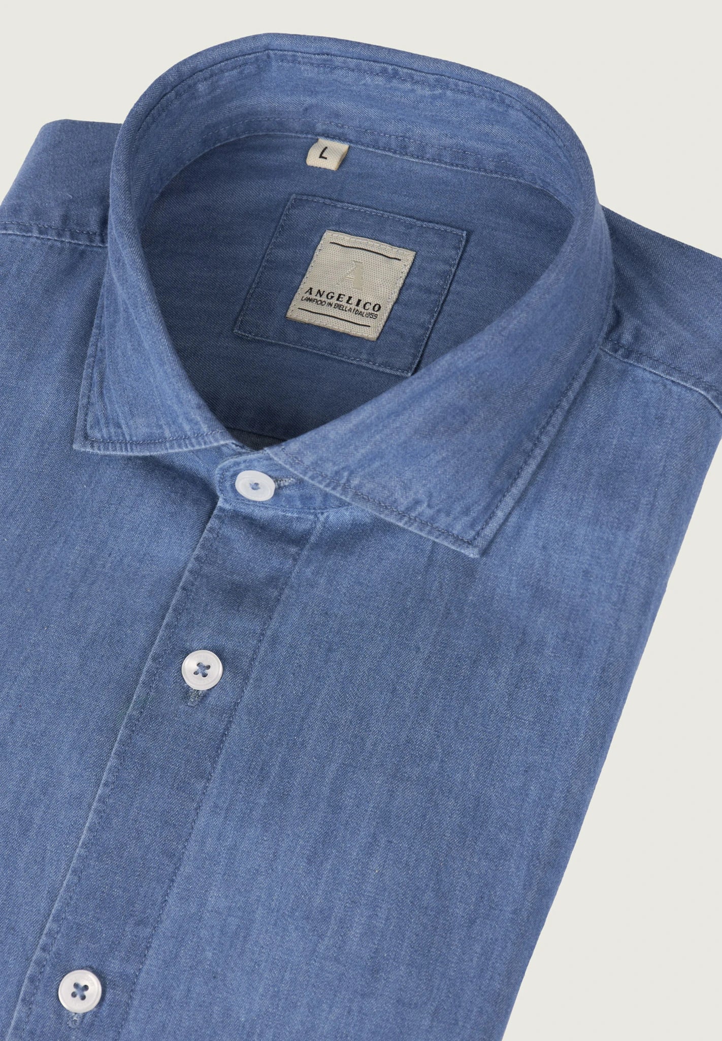 Camicia denim cotone lavaggio chiaro - Image 6
