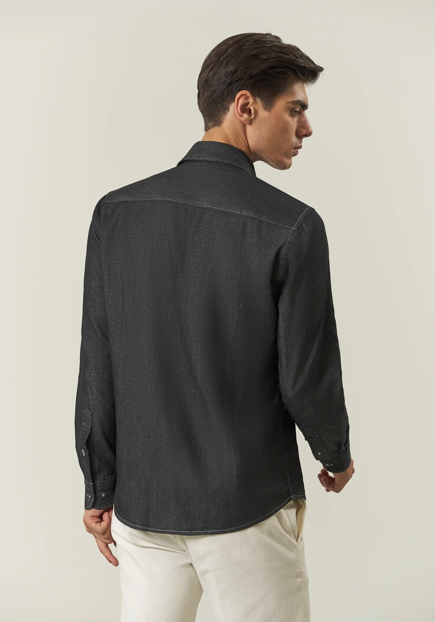 Camicia denim nera slim fit - Image 5