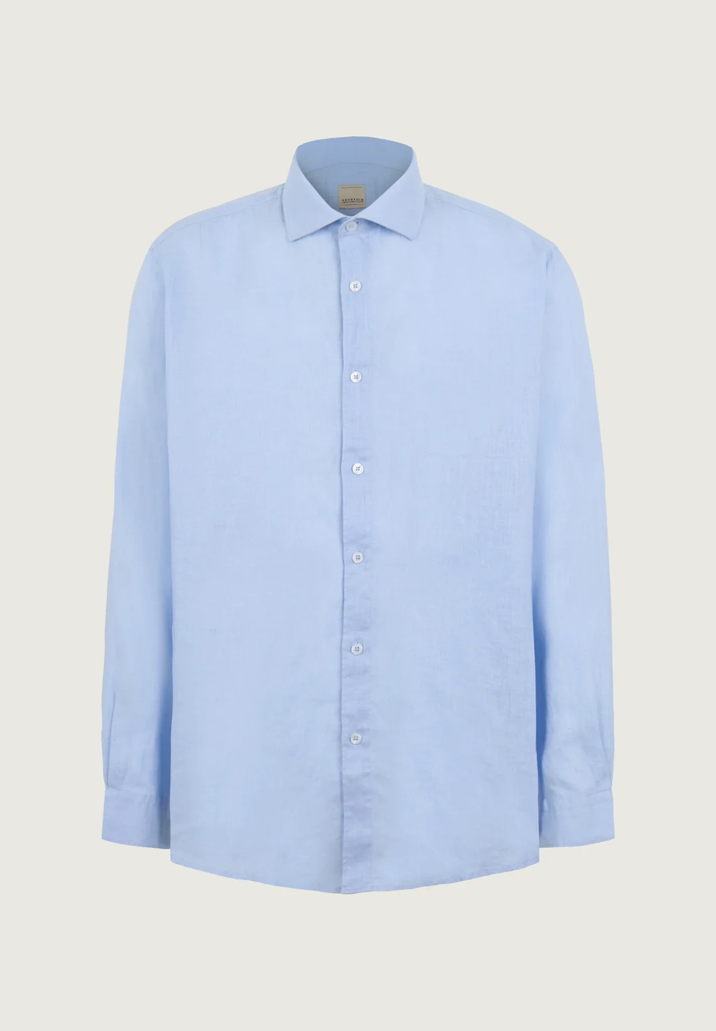 Camicia azzurra lino custom fit