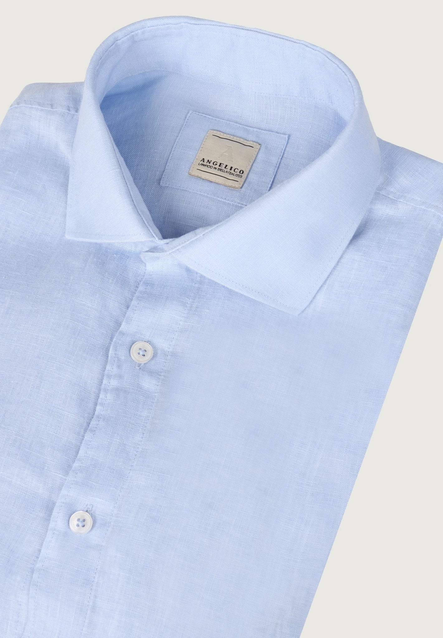 Camicia azzurra lino custom fit - Image 2