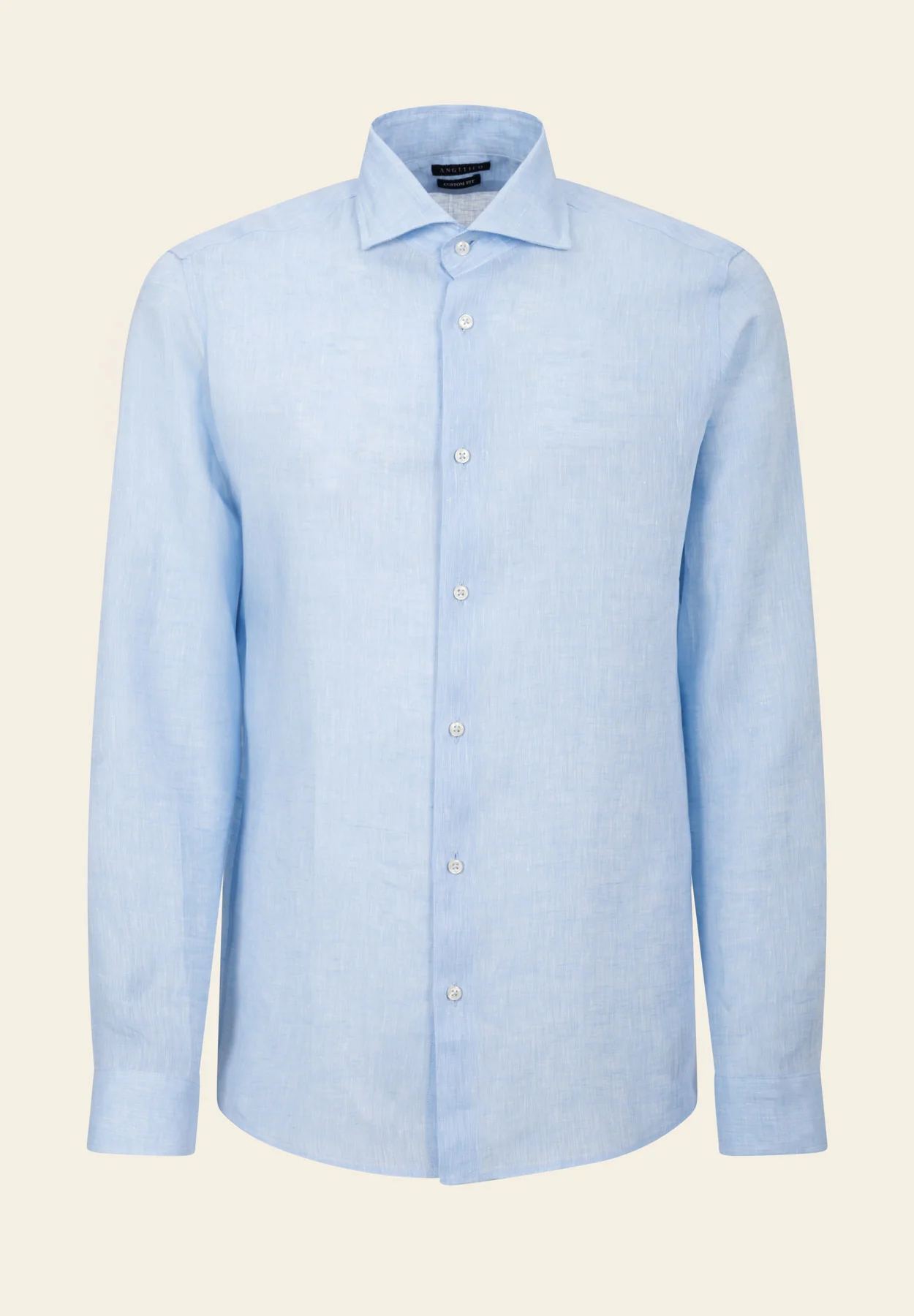 Camicia azzurra lino custom fit