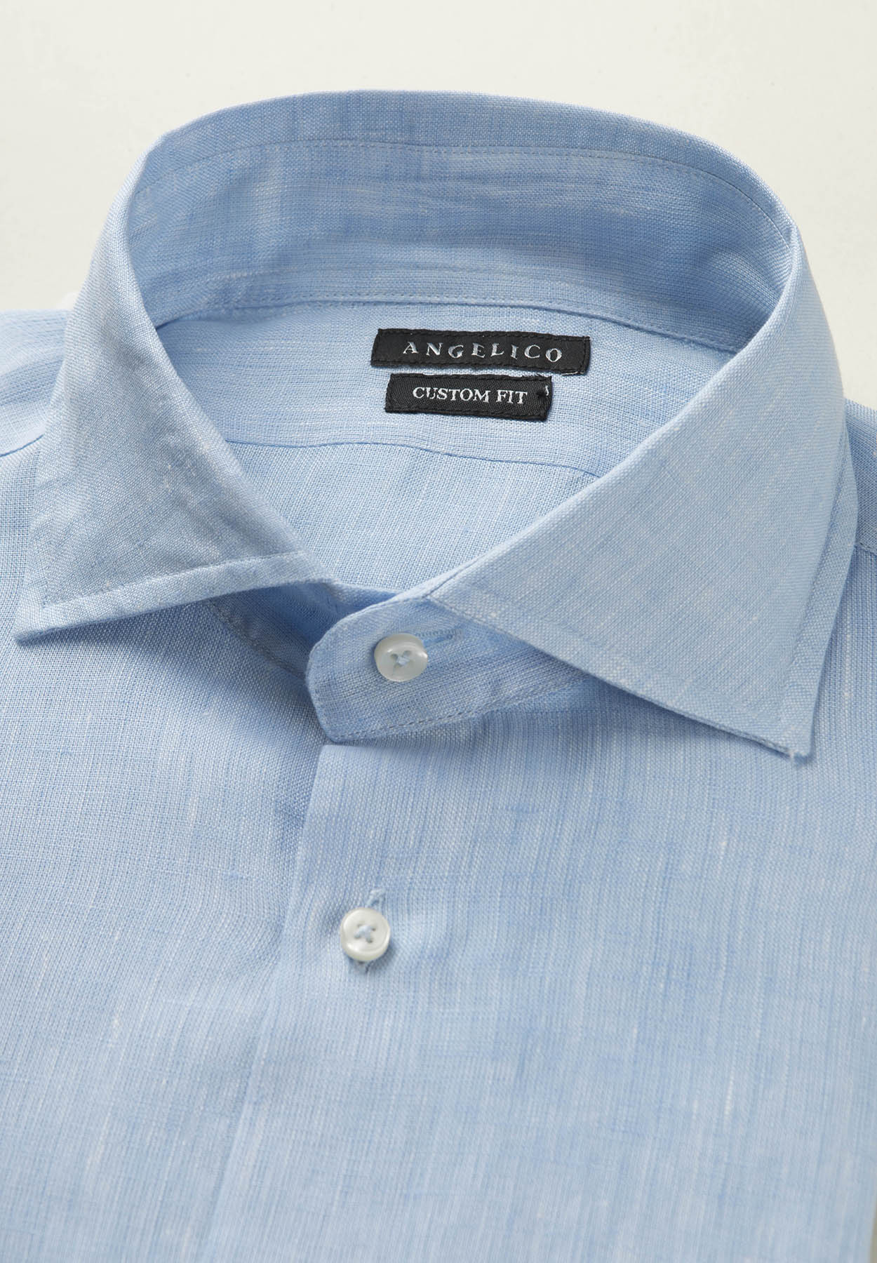 Camicia azzurra lino custom fit - Image 2