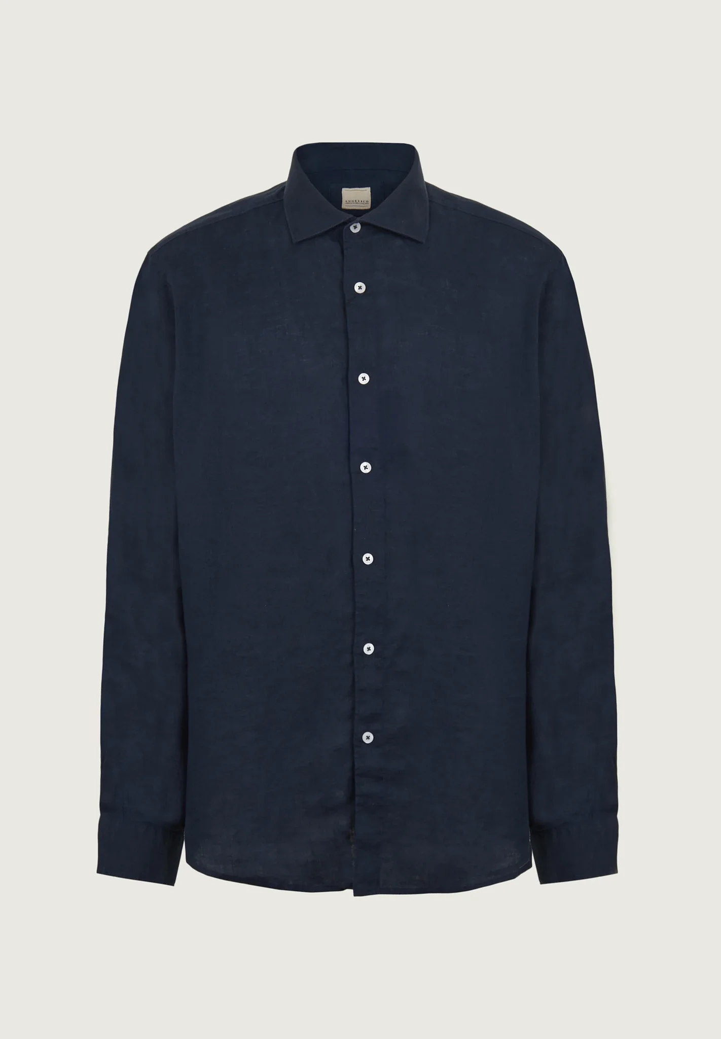 Camicia blu navy lino custom fit