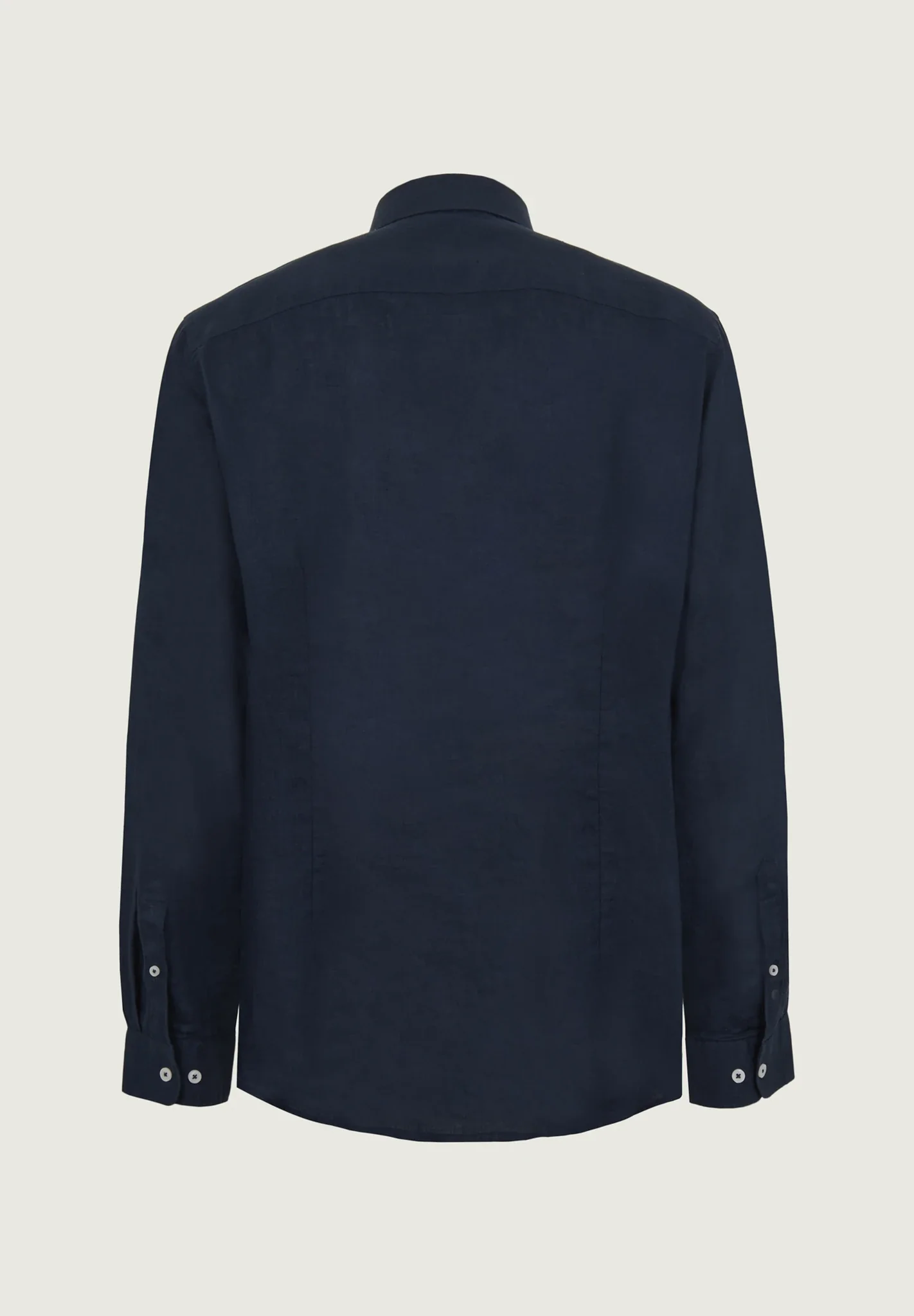 Camicia blu navy lino custom fit - Image 3