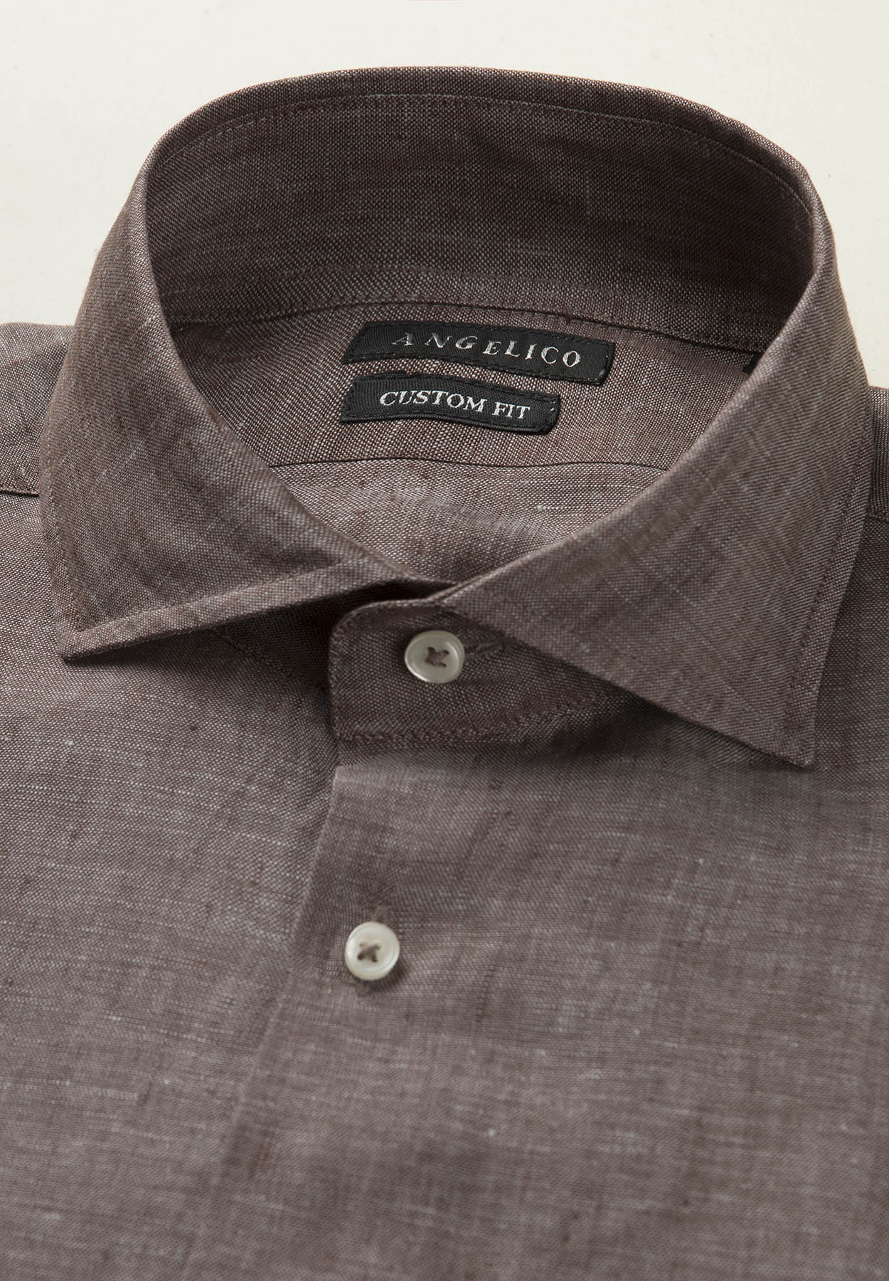 Camicia marrone lino custom fit - Image 2