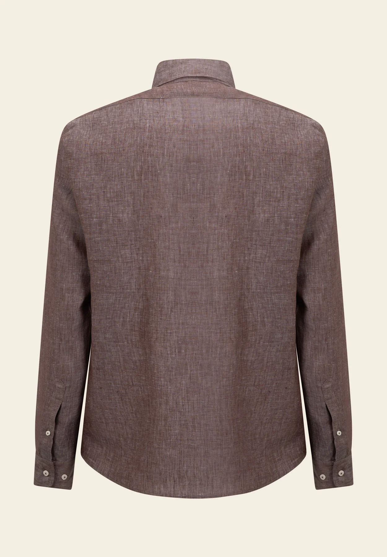 Camicia marrone lino custom fit - Image 3