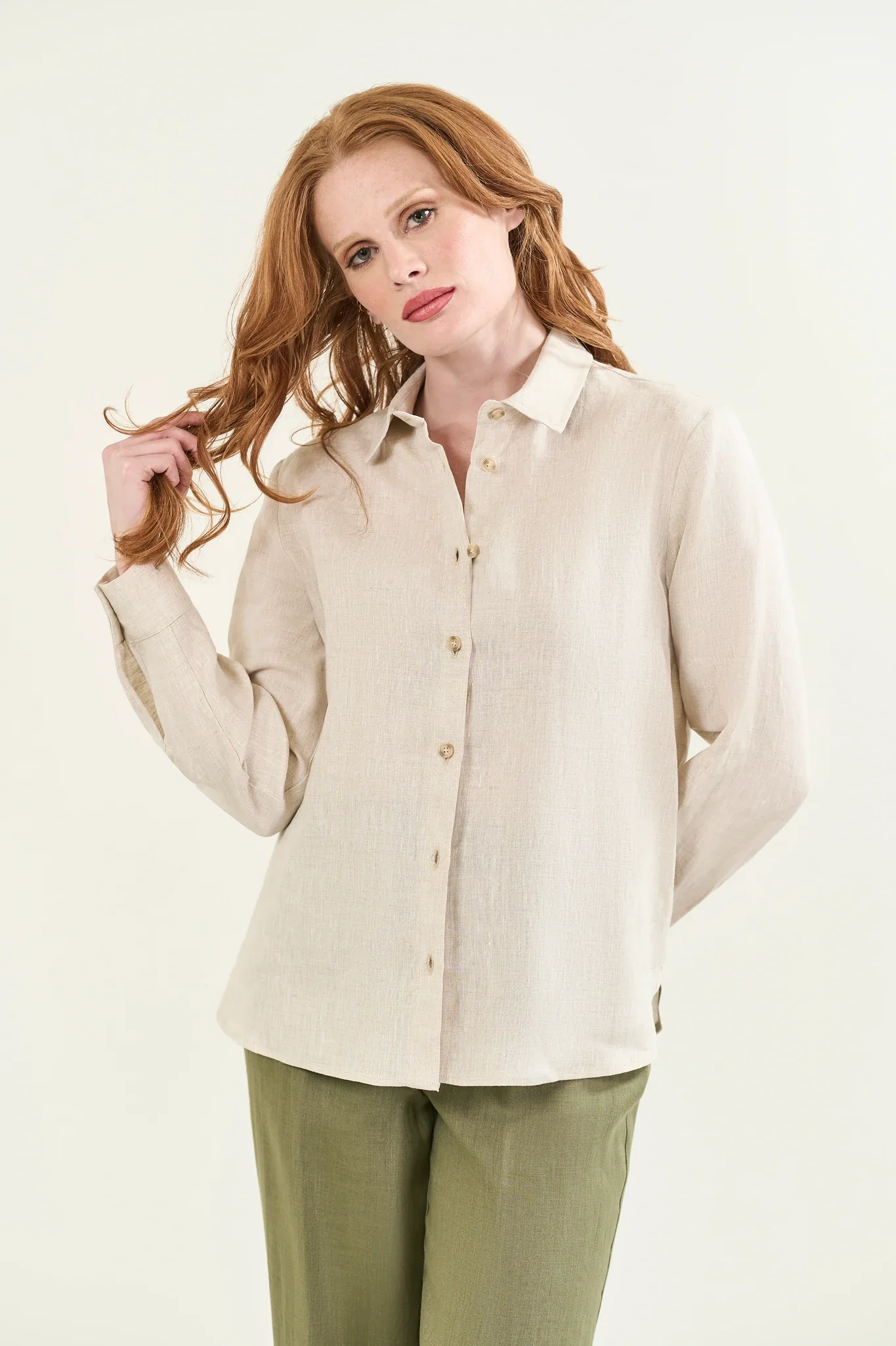 Camicia beige naturale lino
