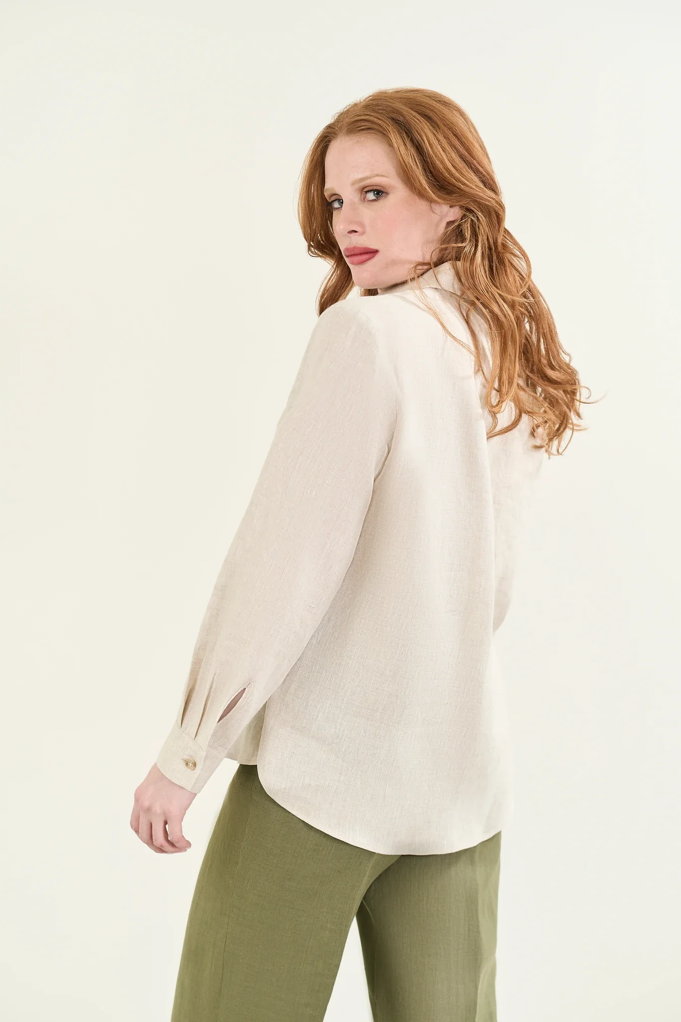 Camicia beige naturale lino - Image 3