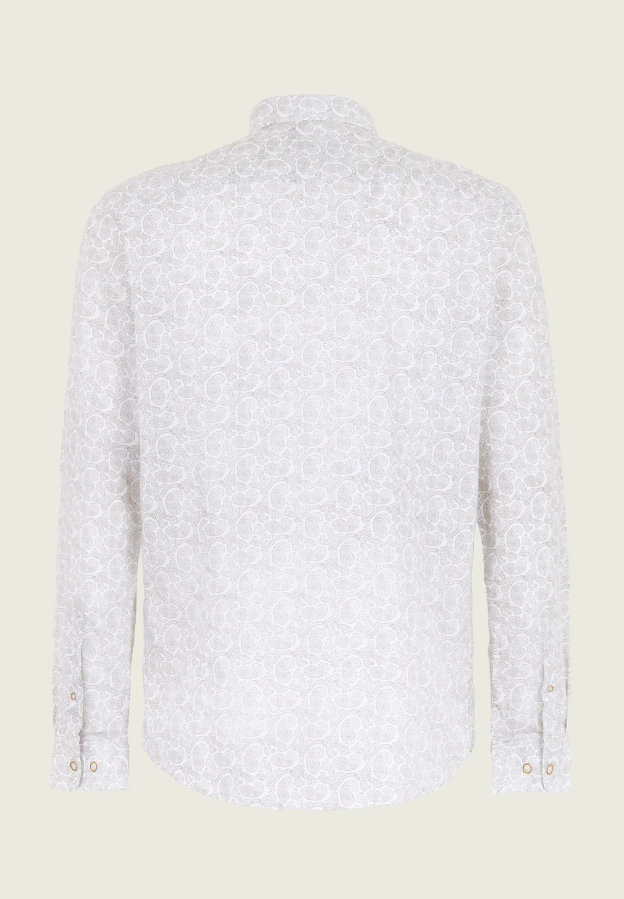 Camicia bianca misto lino stampa damascata slim fit - Image 3