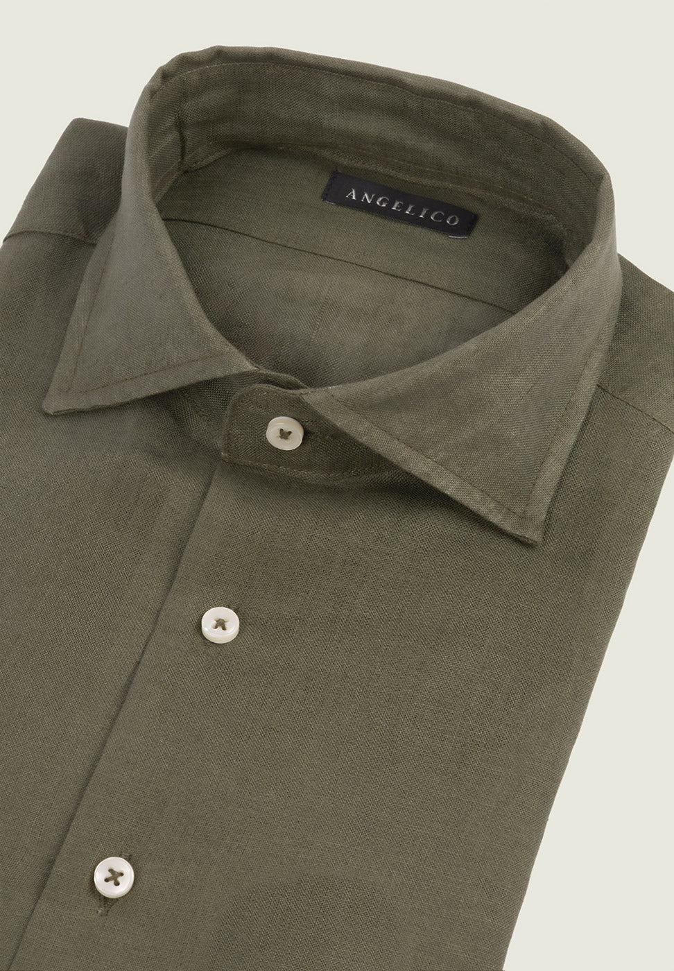 Camicia verde militare lino custom fit - Image 2