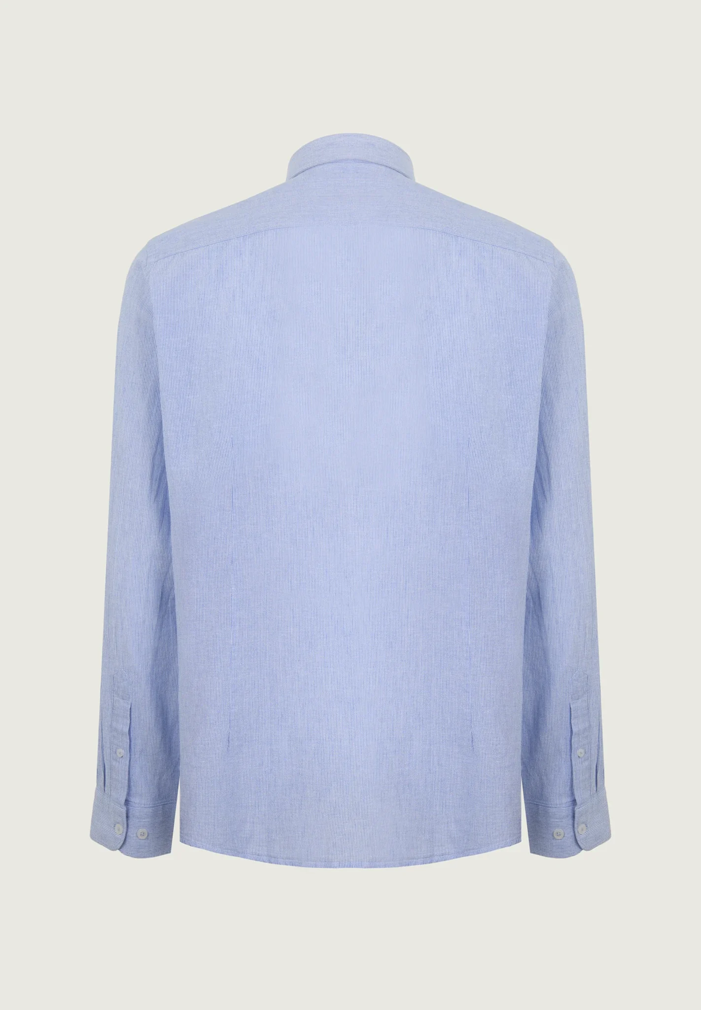 Camicia azzurra bianca millerighe lino cotone custom fit - Image 3