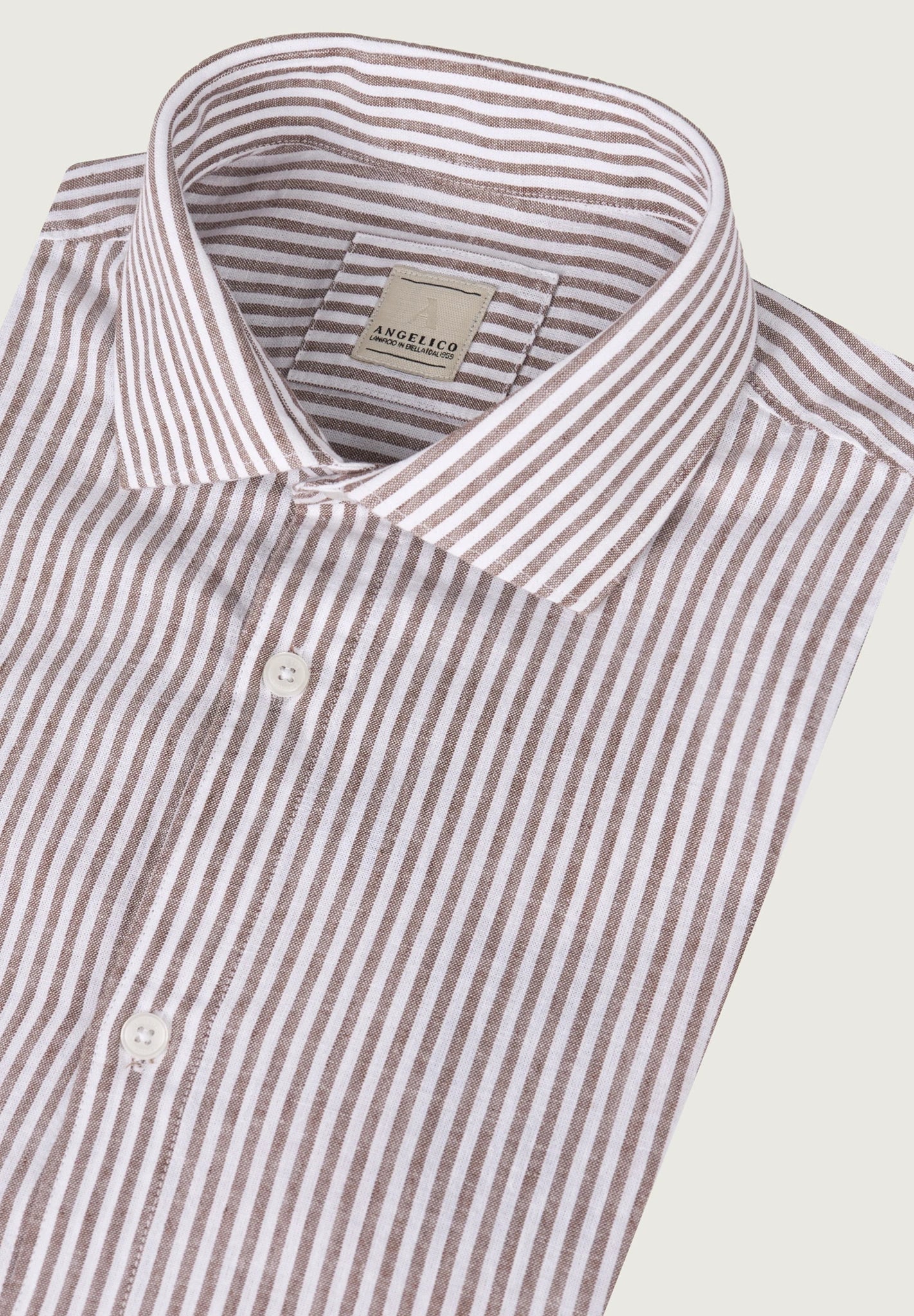 Camicia moro bianca bacchettina lino cotone custom fit - Image 2
