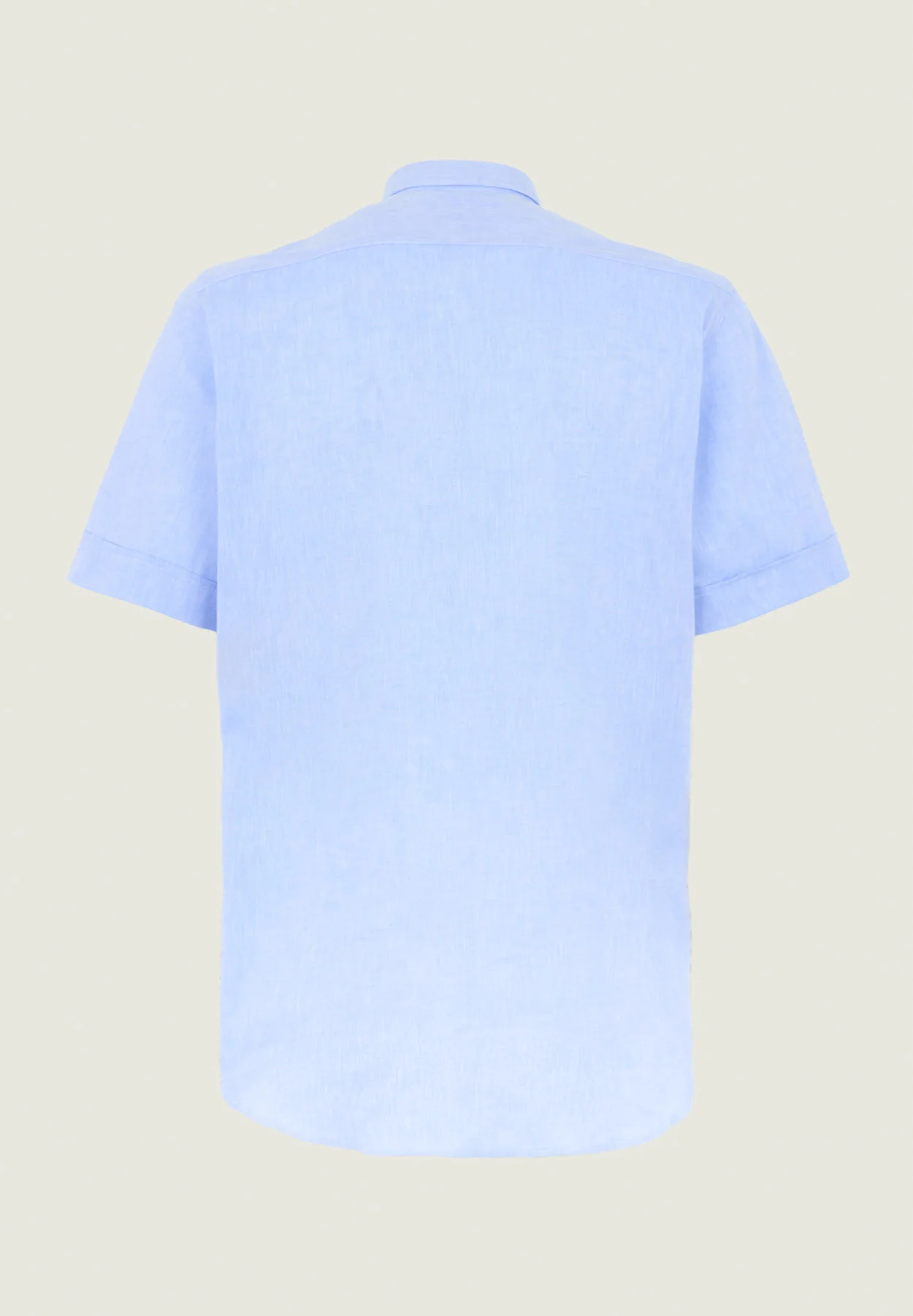 Camicia azzurra manica corta misto lino regular fit button-down - Image 3