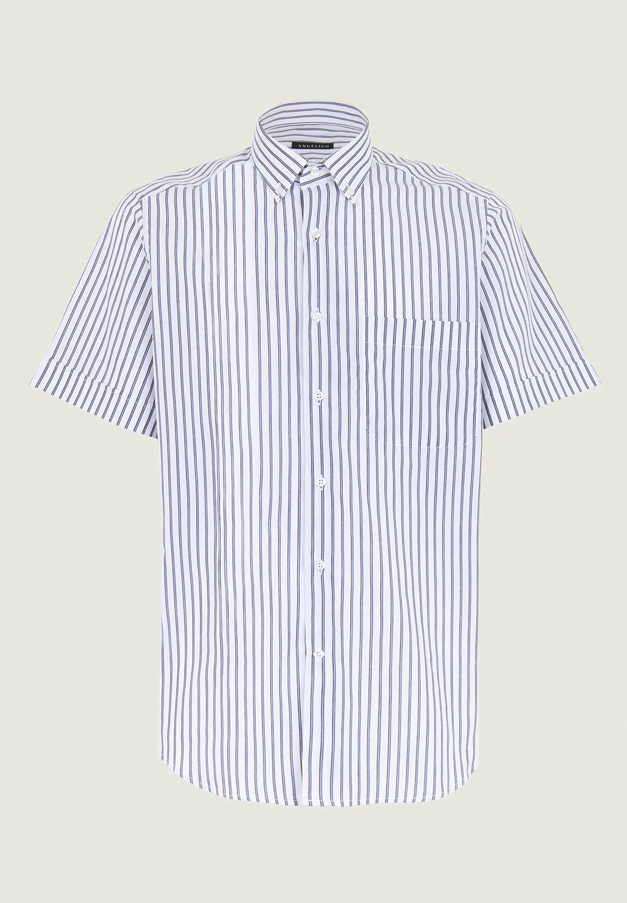 Camicia manica corta rigata bianca moro regular fit button-down