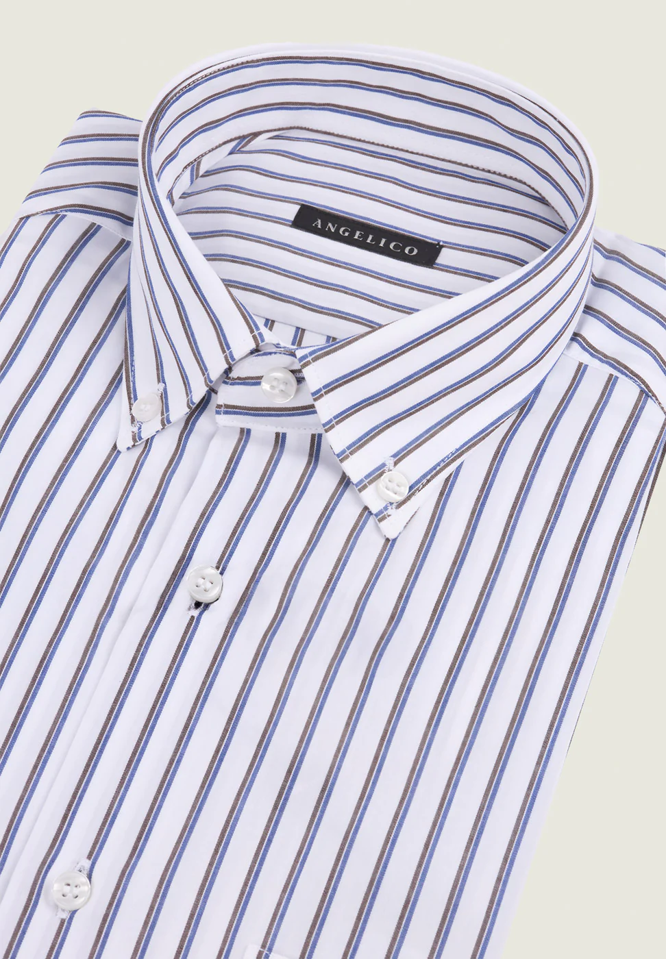 Camicia manica corta rigata bianca moro regular fit button-down - Image 2