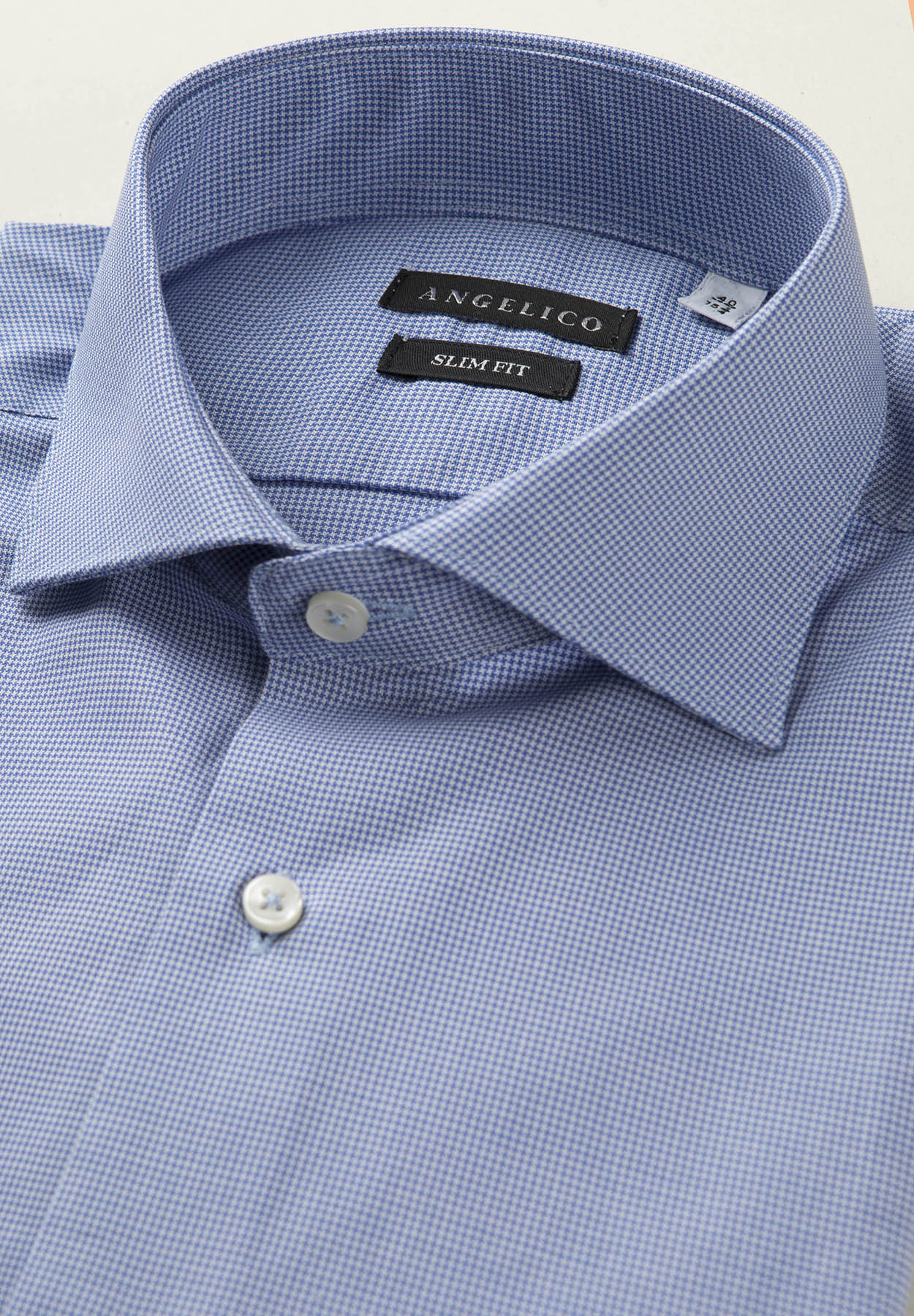 Camicia avio bianca microdisegno cotone slim fit - Image 2