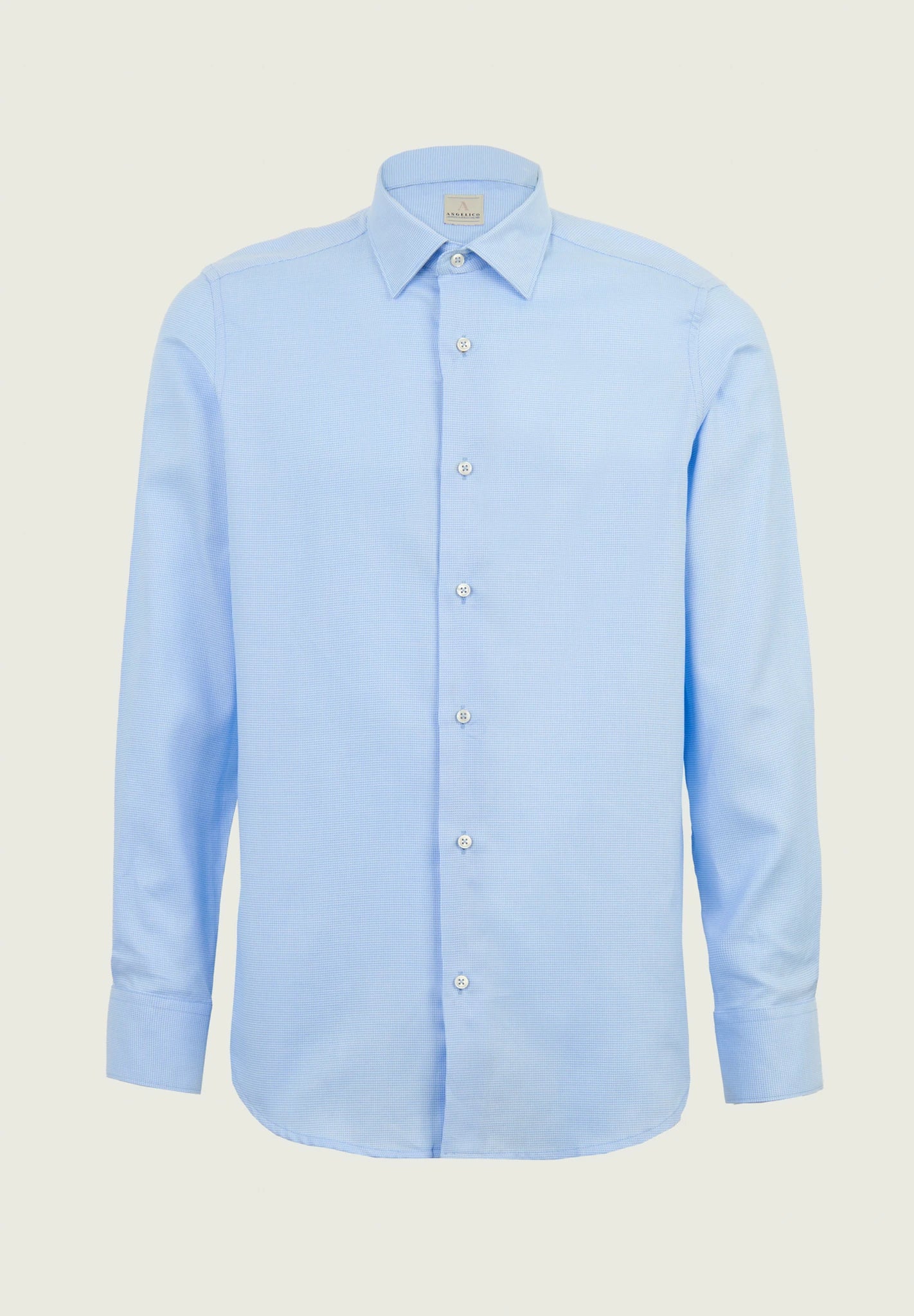 Camicia azzurra bianca microdisegno cotone slim fit