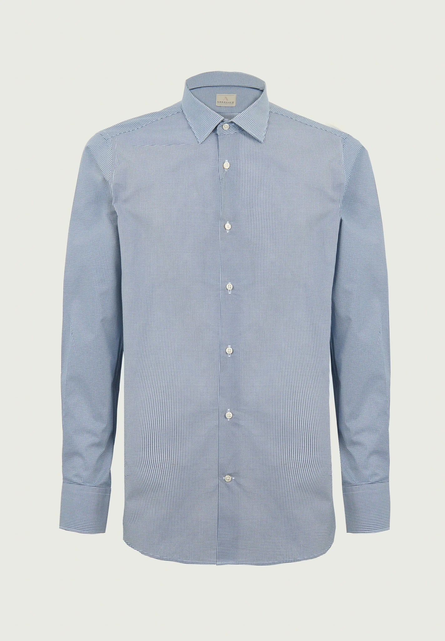 Camicia bianco blu microdisegno cotone slim fit
