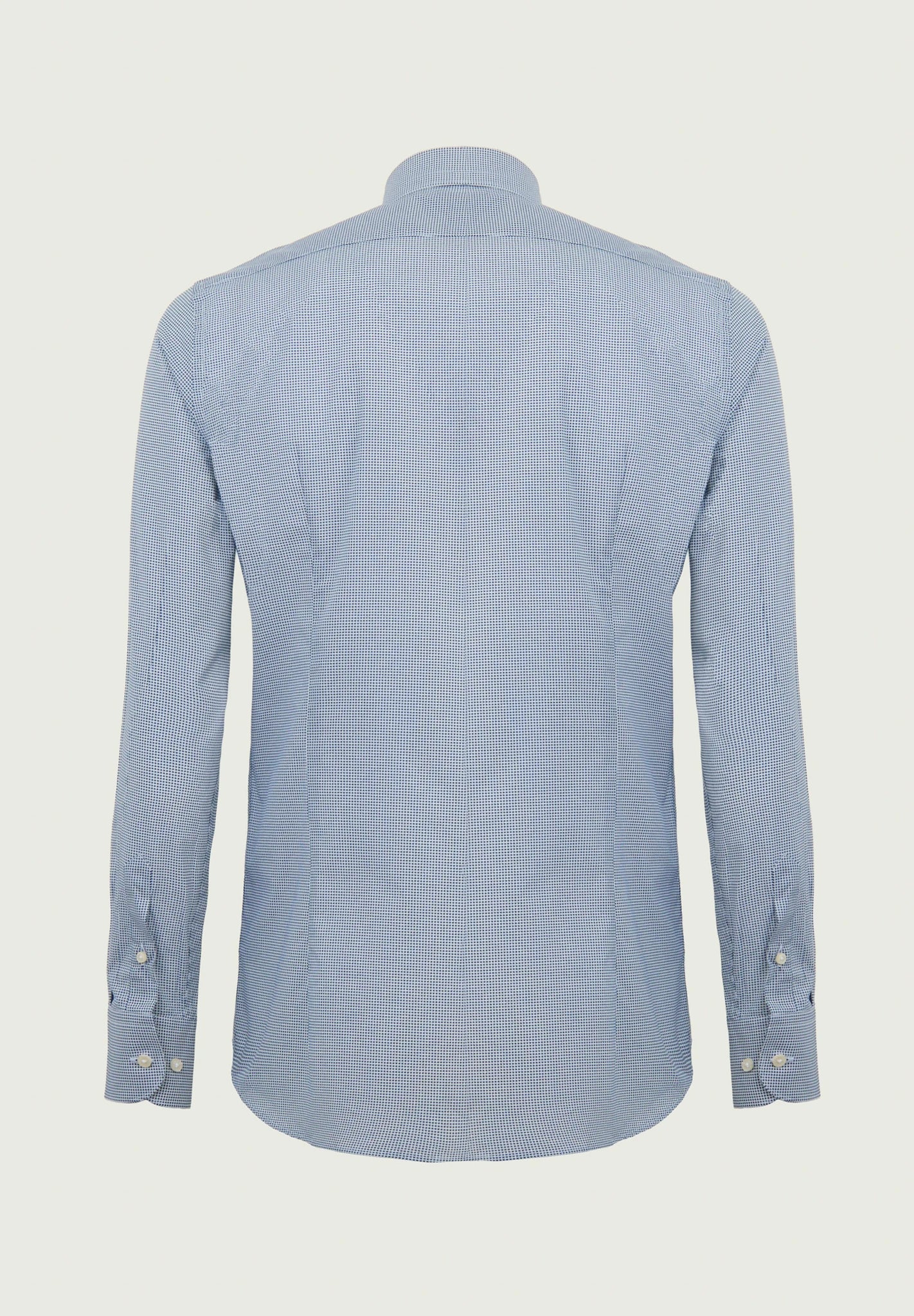 Camicia bianco blu microdisegno cotone slim fit - Image 3
