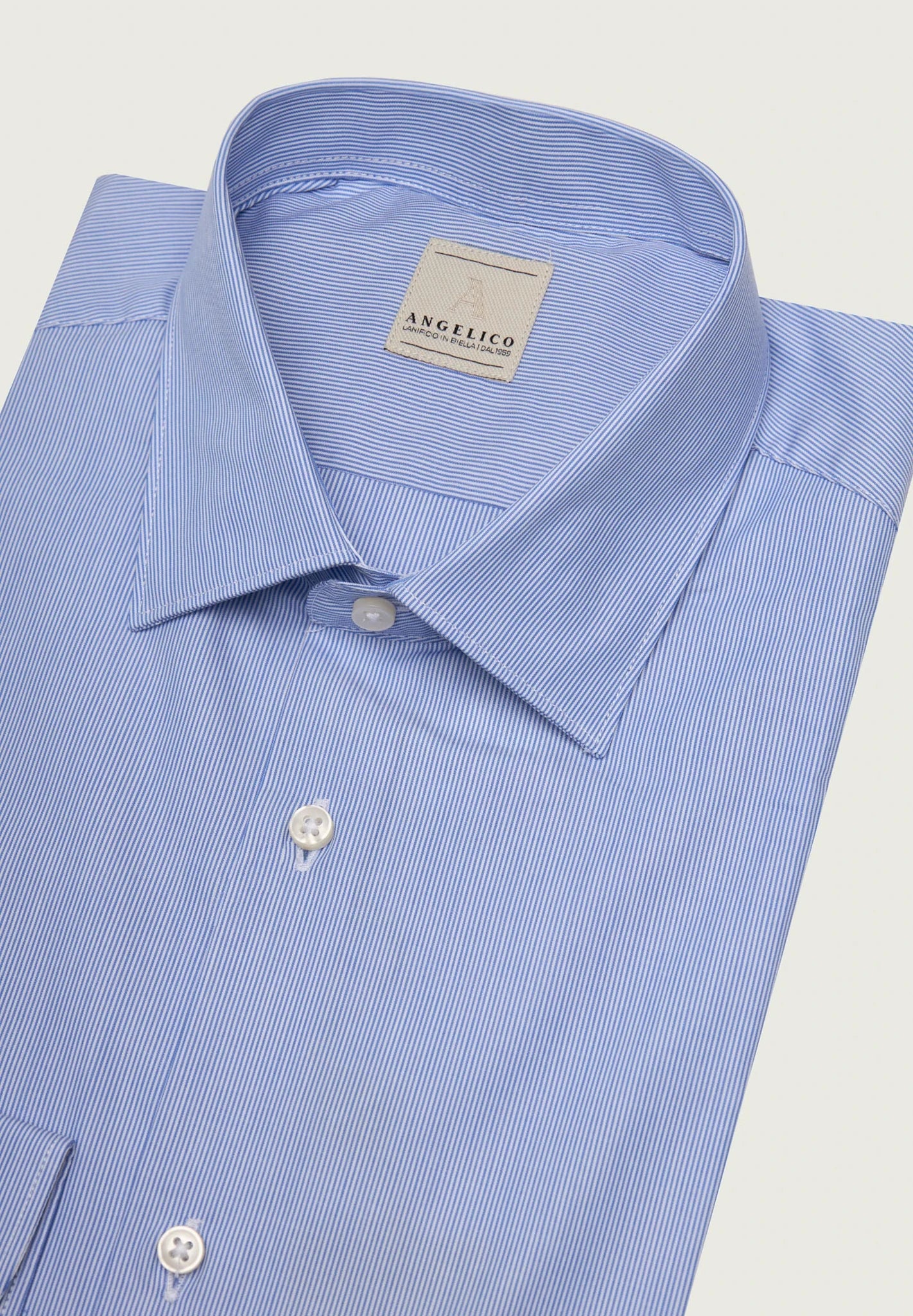 Camicia bacchettina blu bianca cotone regular fit - Image 2