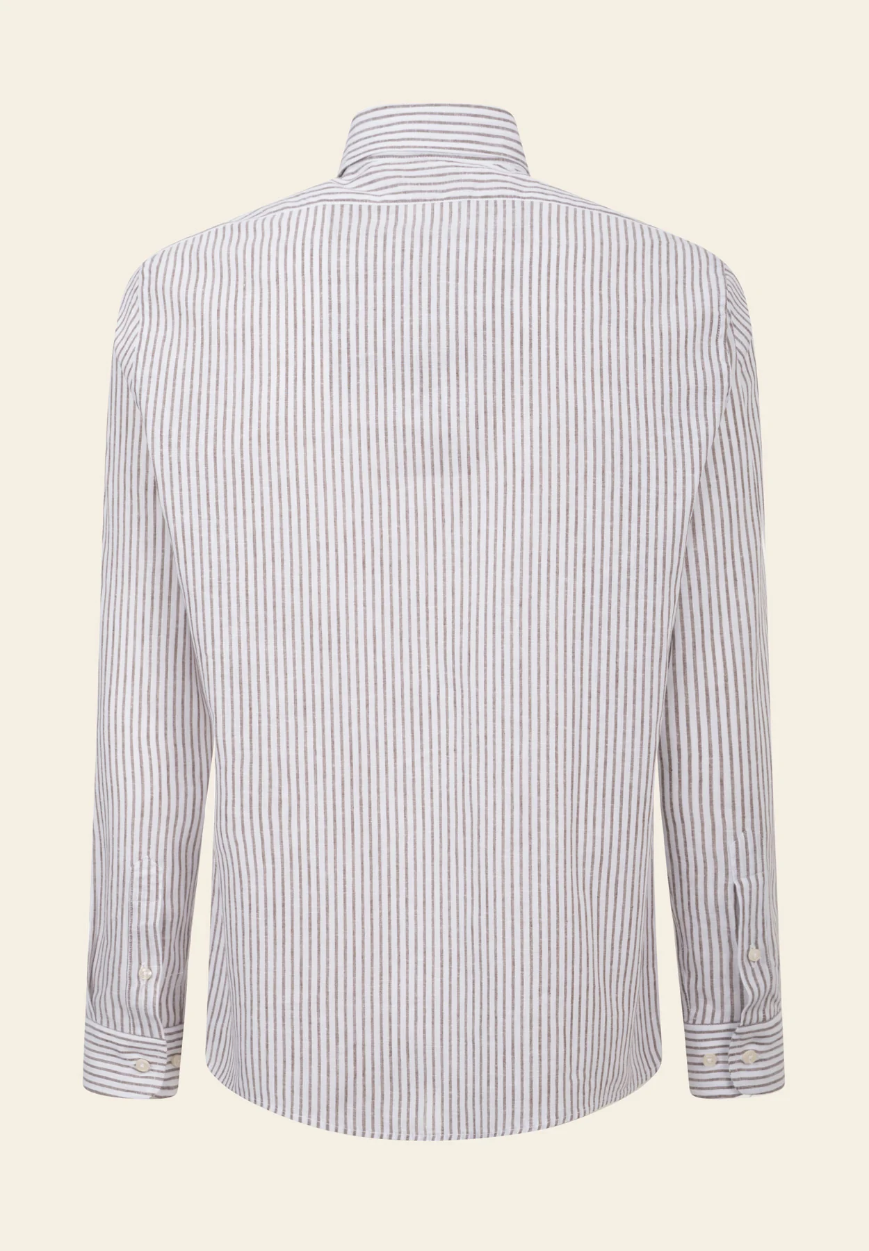 Camicia bianca righe moro misto lino custom fit - Image 3