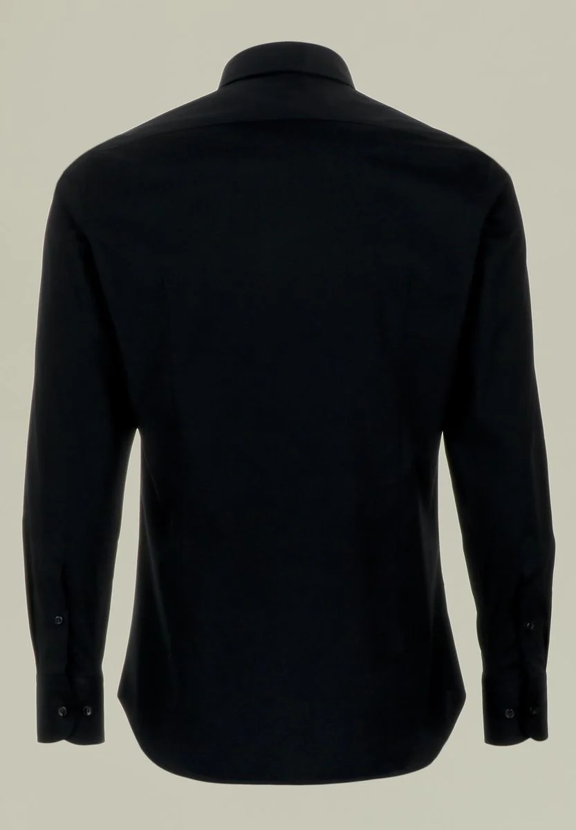 Camicia nera cotone elasticizzato Slim - Image 3