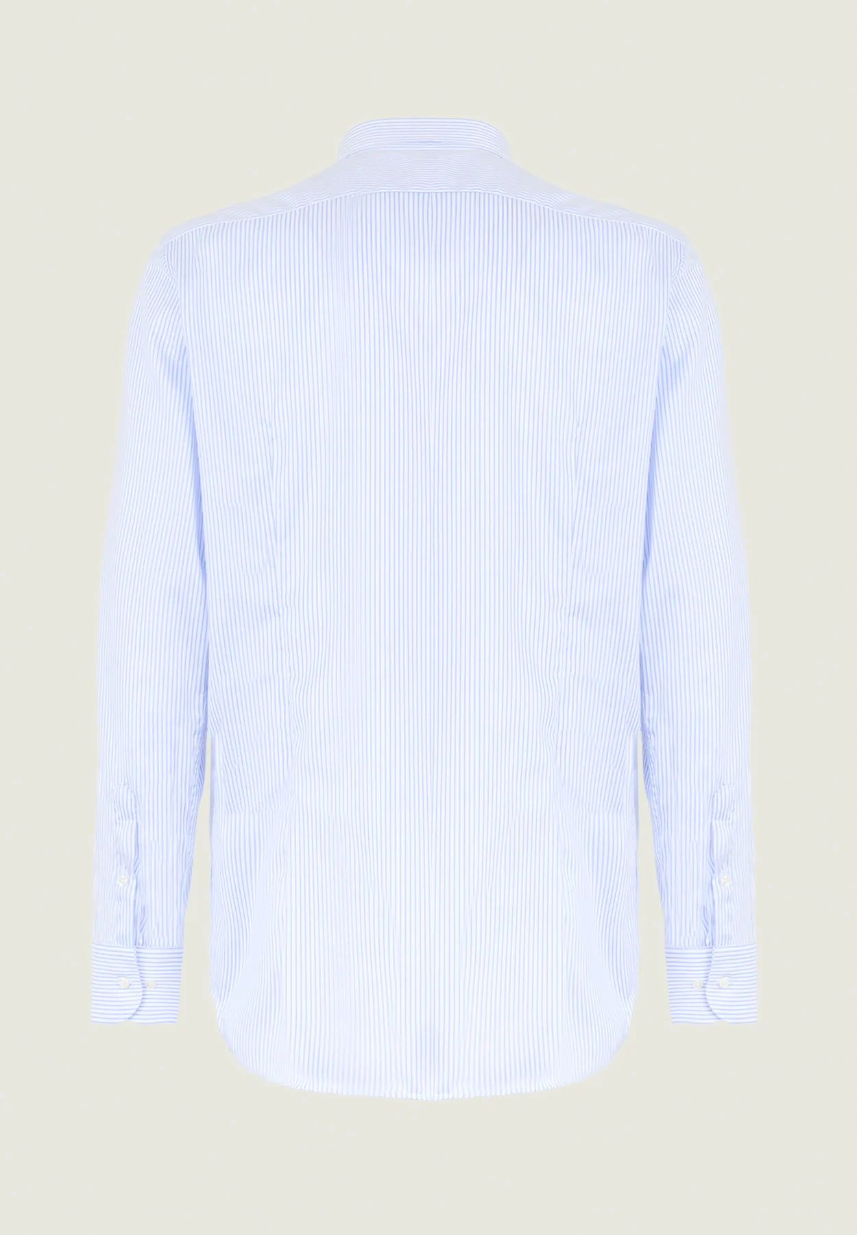 Camicia rigata bianca azzurra cotone no-stiro slim fit - Image 3