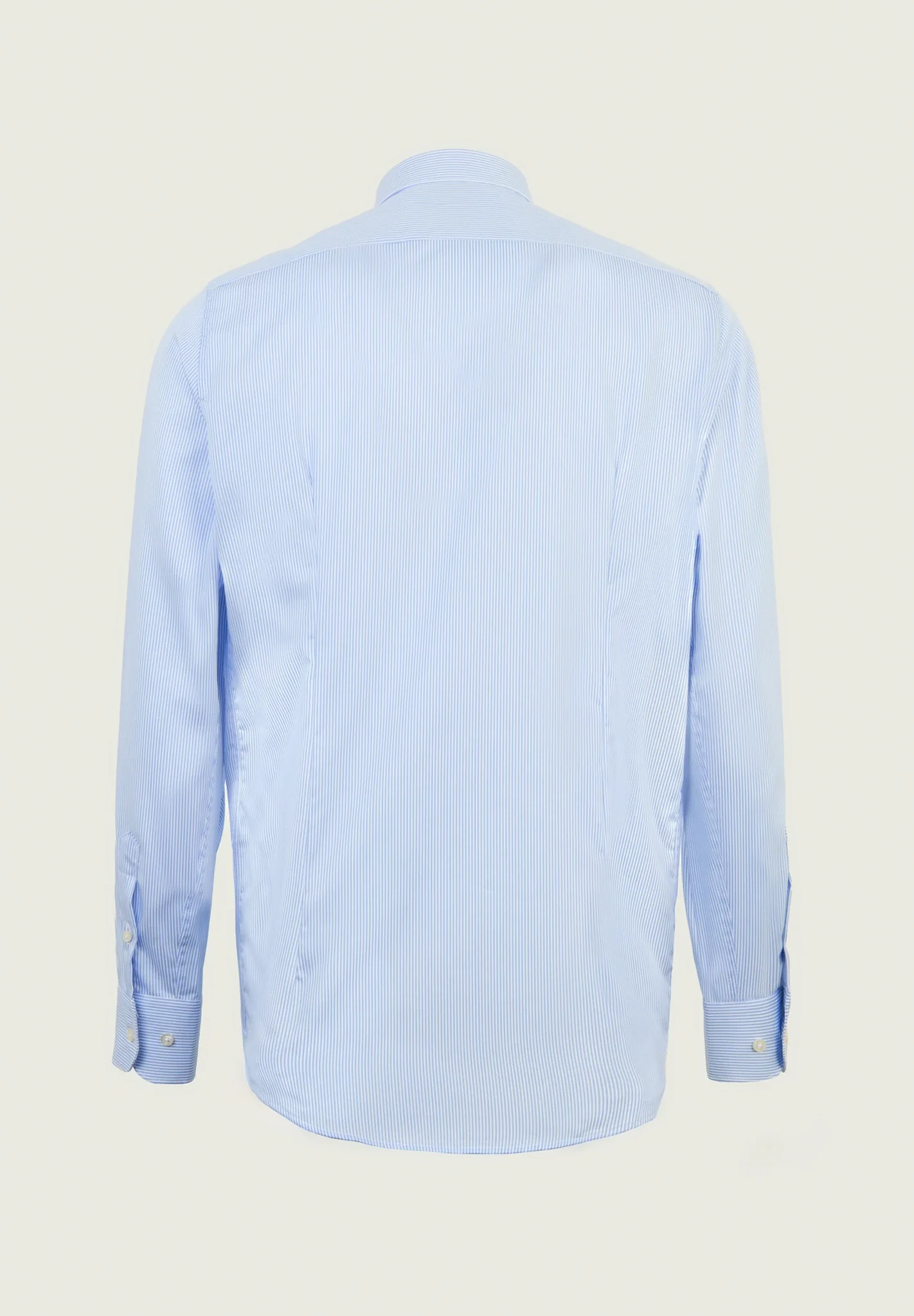 Camicia bianca azzurra bacchettina cotone No-Stiro slim fit - Image 3