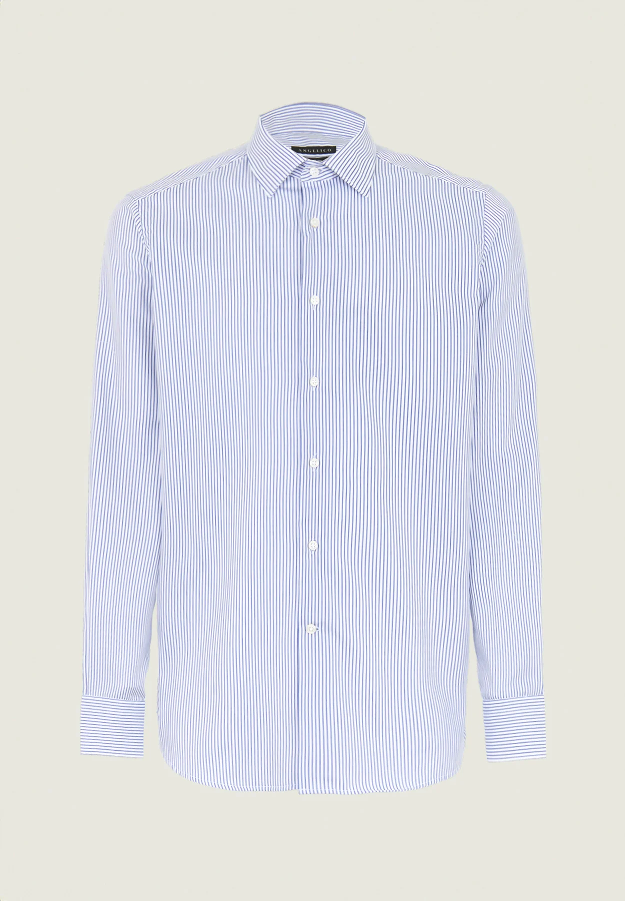 Camicia rigata bianca blu cotone no-stiro slim fit