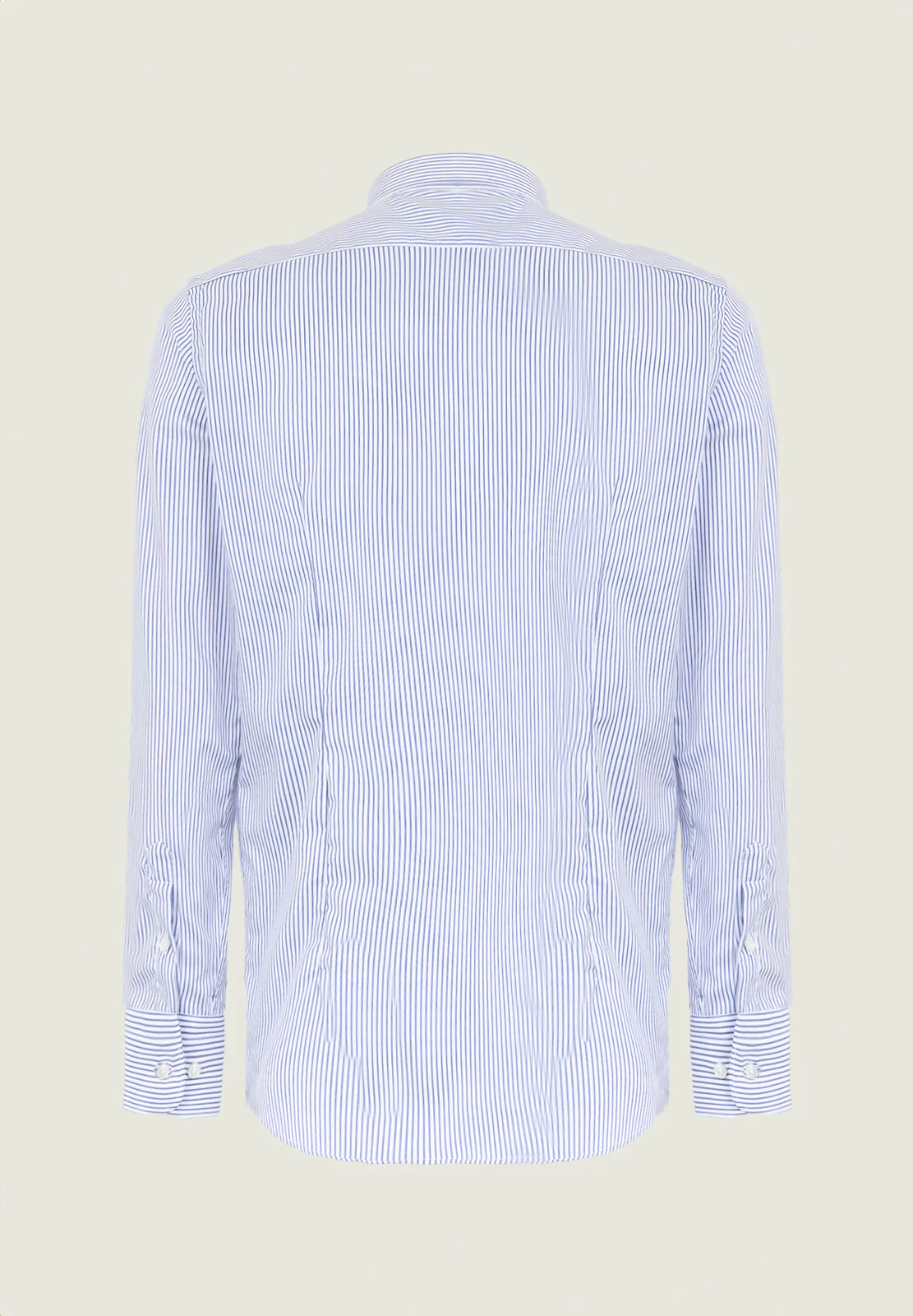 Camicia rigata bianca blu cotone no-stiro slim fit - Image 3