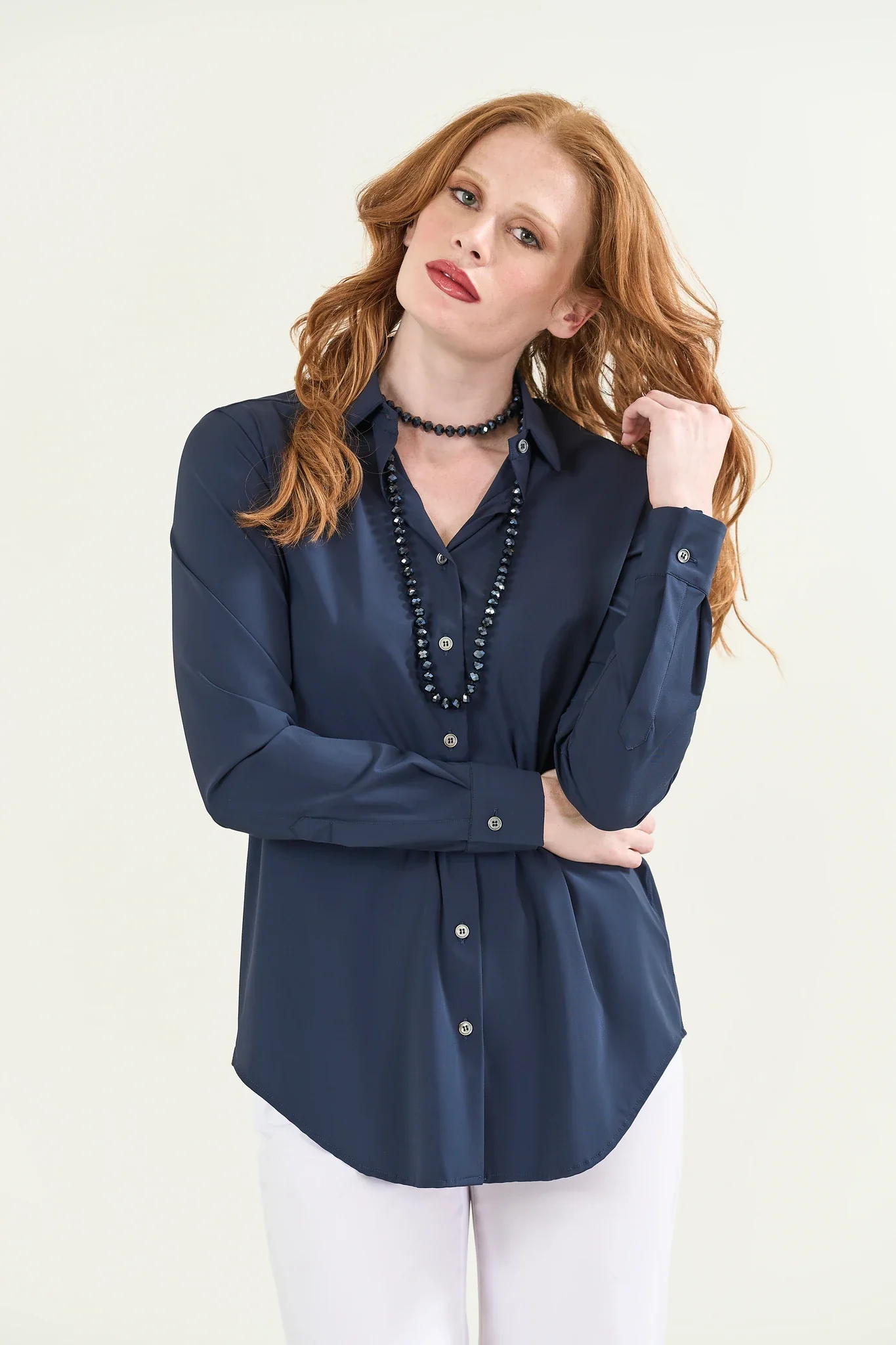 Camicia blu tessuto performance
